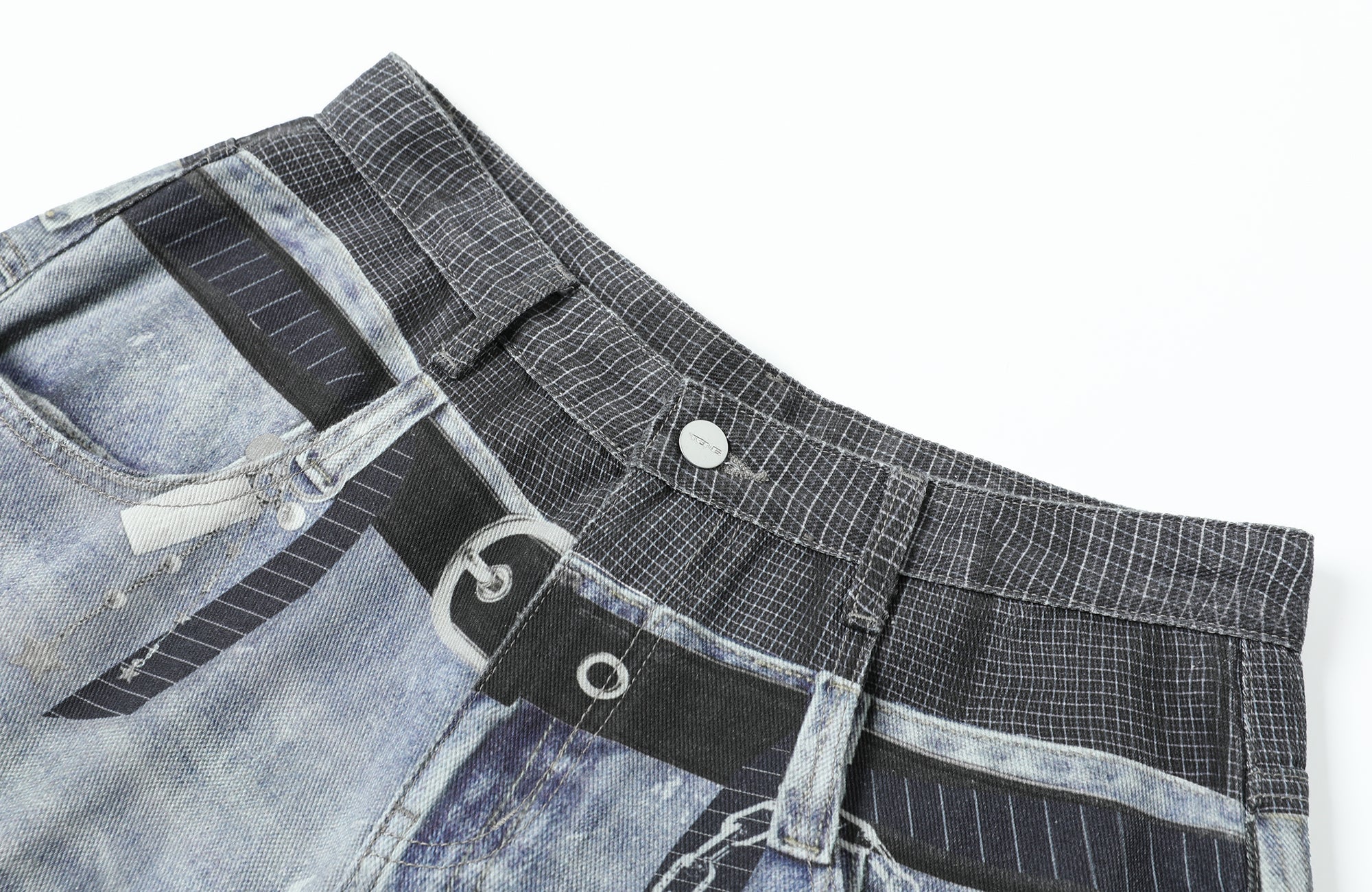 TGNS Trompe-l'œil  Distressed Double-Waist Jorts