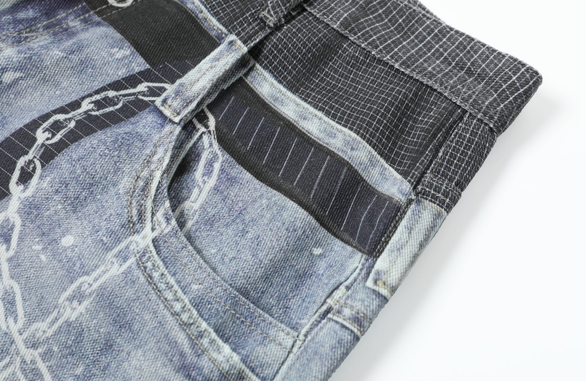 TGNS Trompe-l'œil  Distressed Double-Waist Jorts