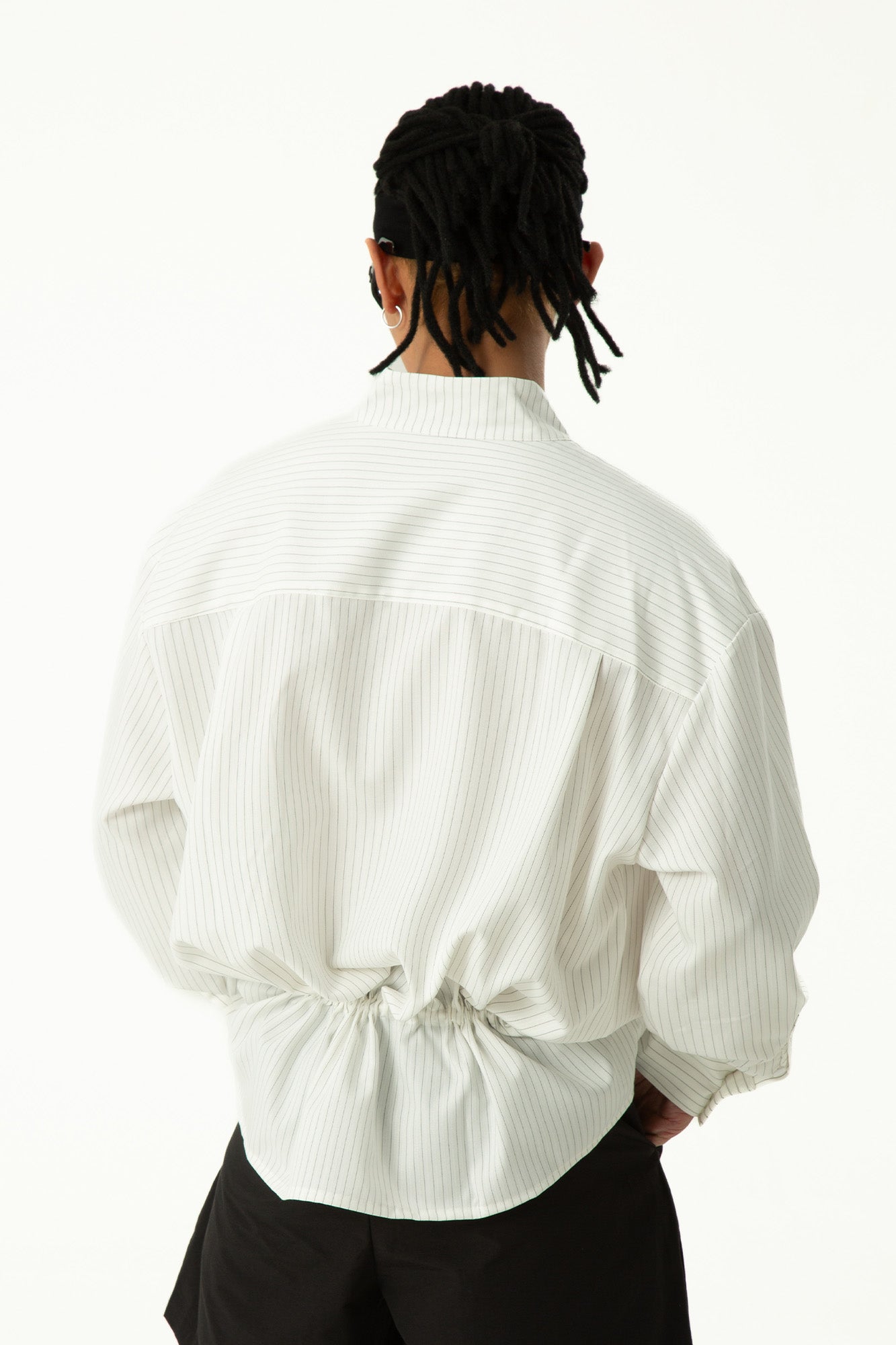 CLP Drawstring Waist Striped V-Neck Shirt, premium urban and streetwear designers apparel on PROJECTISR.com, CLP