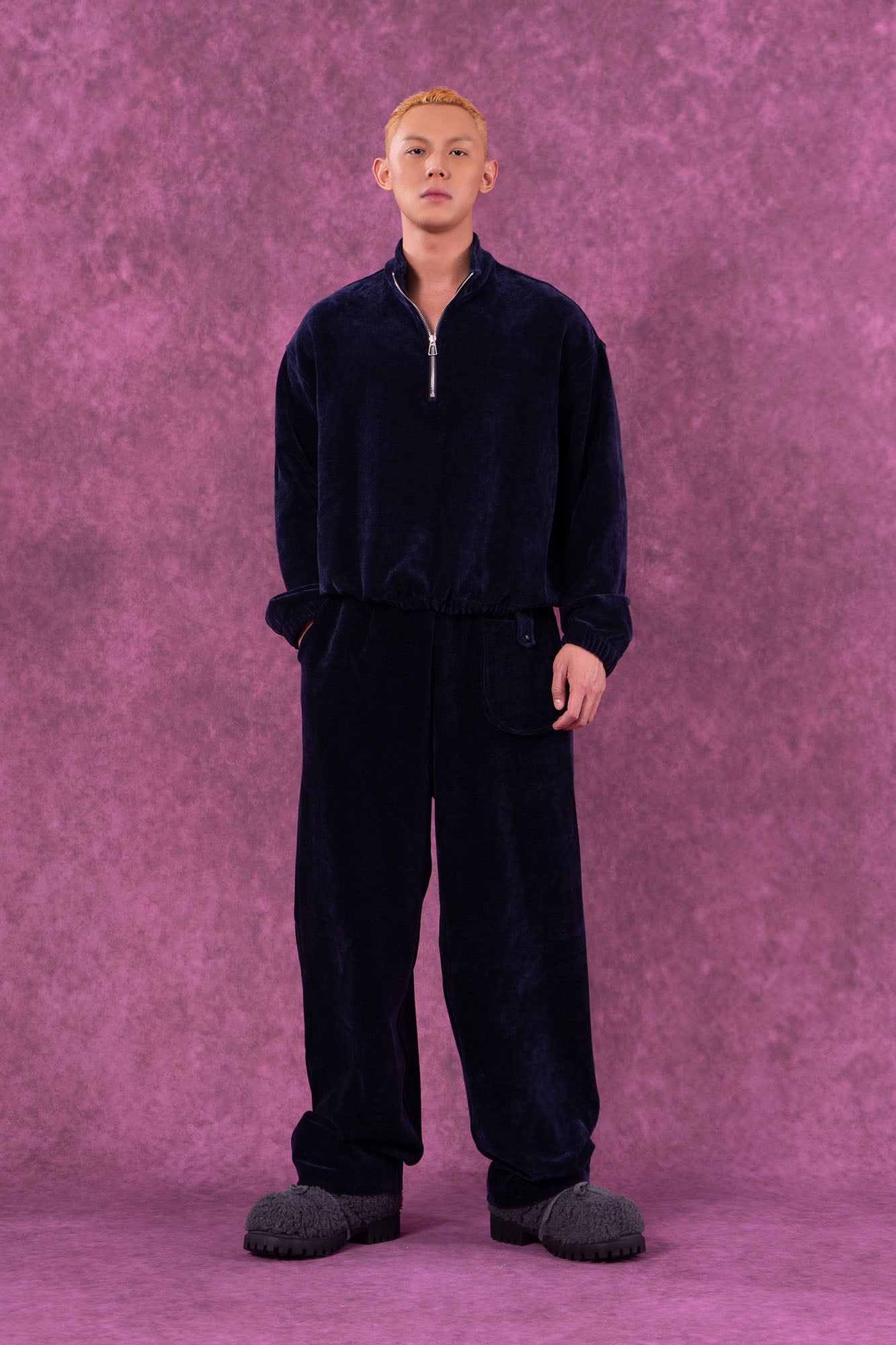 CLP Corduroy Elastic-Hem Half-Zip Pullover, premium urban and streetwear designers apparel on PROJECTISR.com, CLP