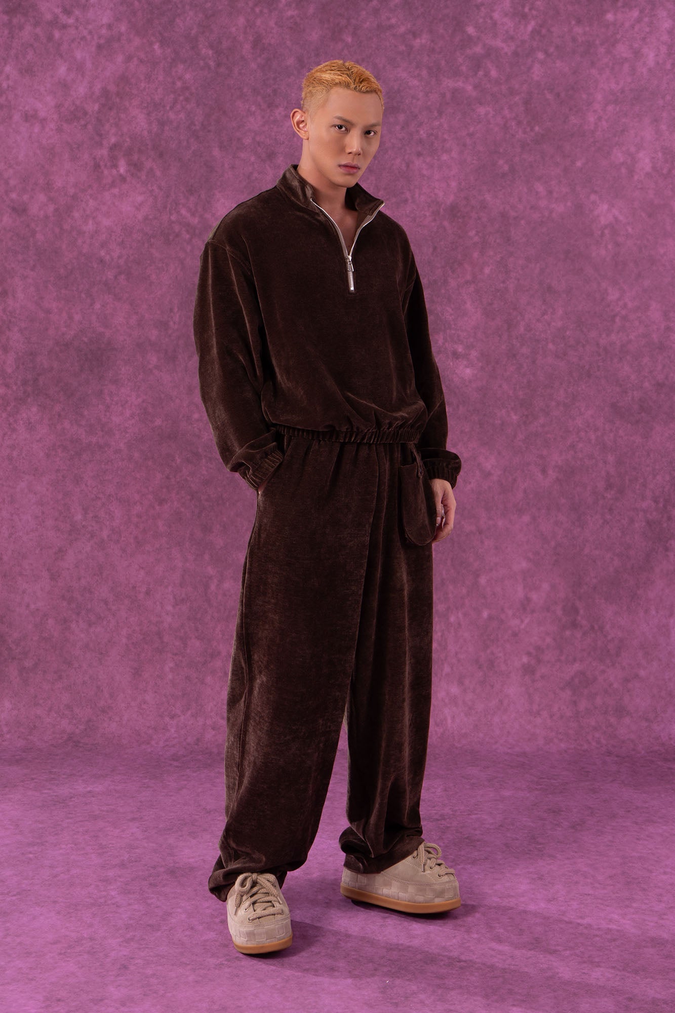 CLP Corduroy Elastic-Hem Half-Zip Pullover, premium urban and streetwear designers apparel on PROJECTISR.com, CLP
