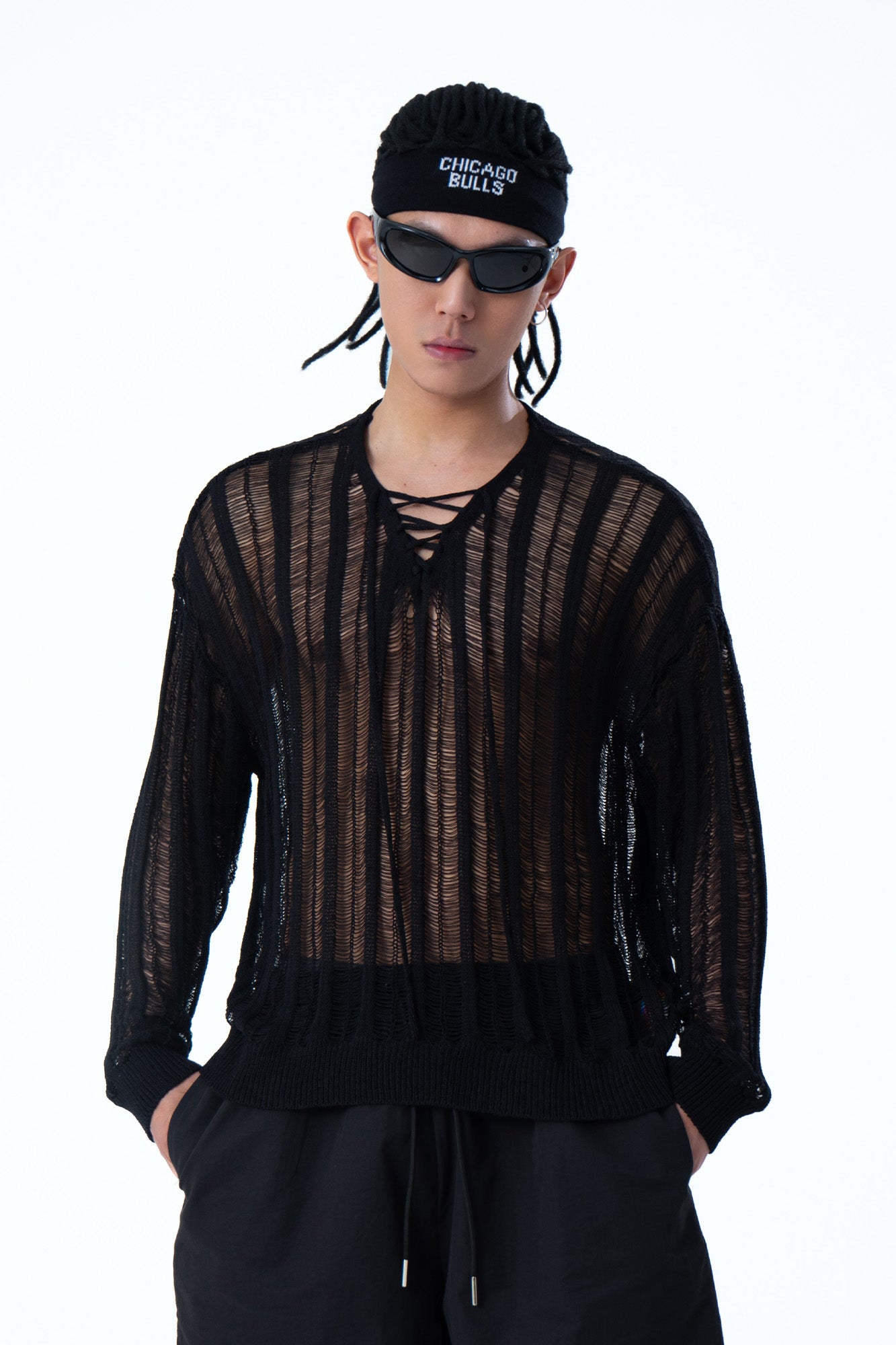 CLP Sheer Striped Open-Knit Sweater, premium urban and streetwear designers apparel on PROJECTISR.com, CLP