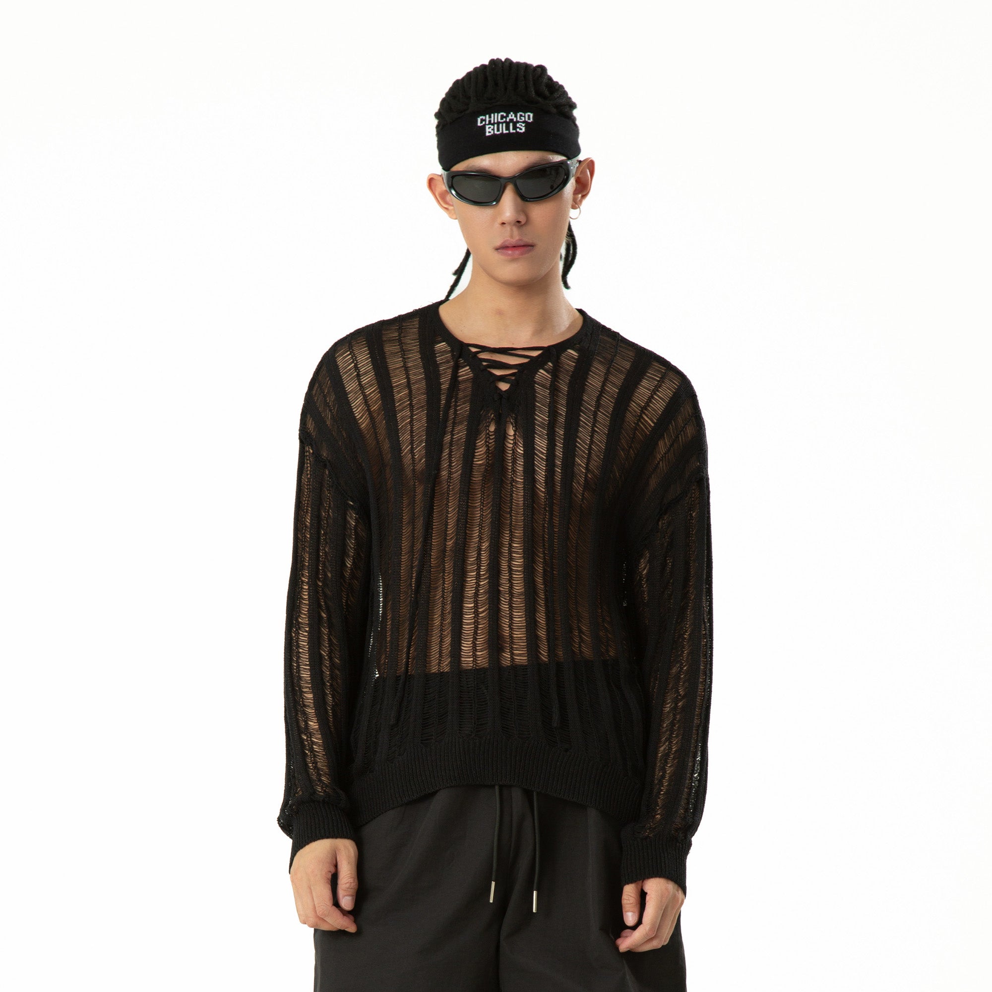 CLP Sheer Striped Open-Knit Sweater, premium urban and streetwear designers apparel on PROJECTISR.com, CLP
