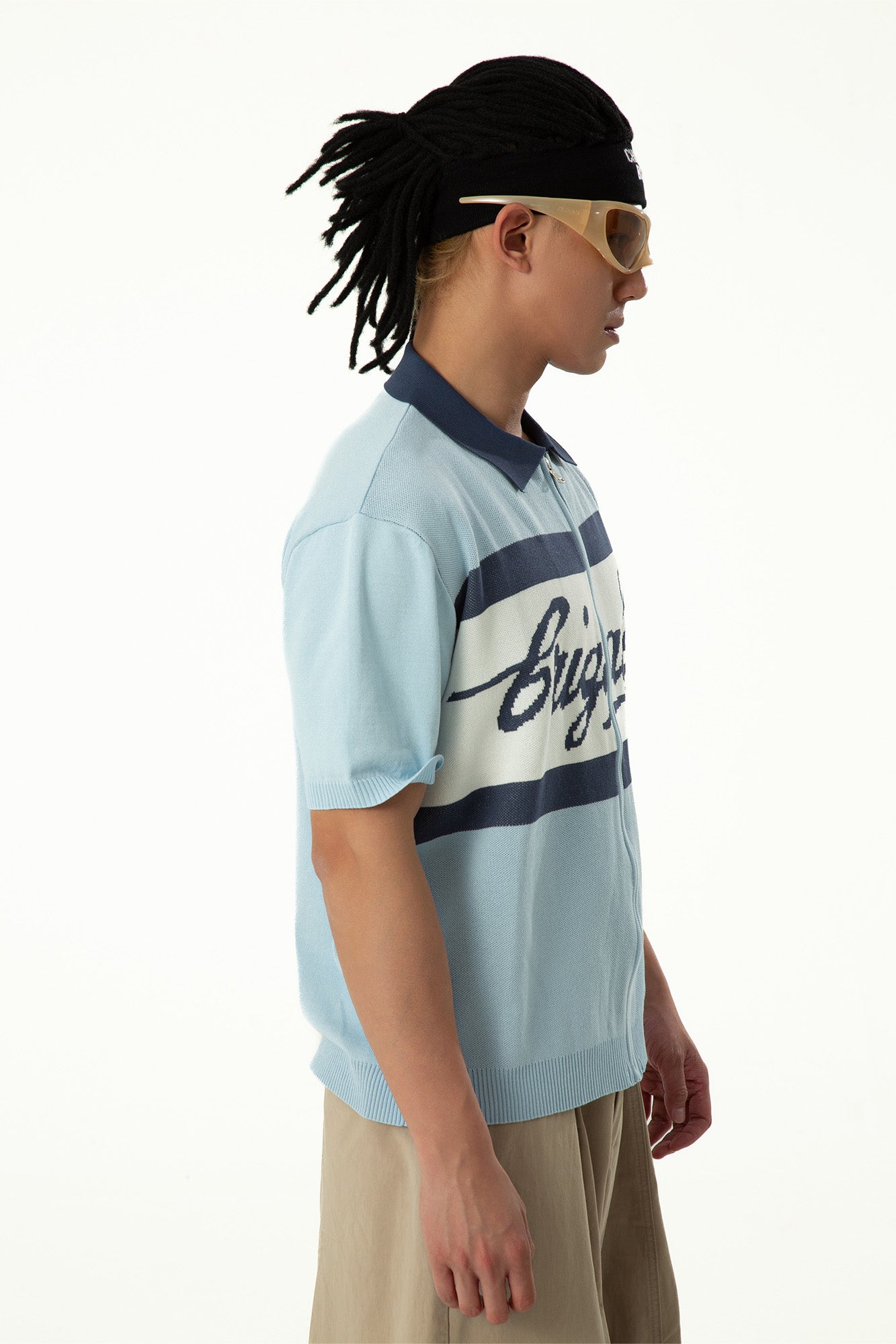 CLP Contrast Collar Zip-Up Knit T Shirt, premium urban and streetwear designers apparel on PROJECTISR.com, CLP
