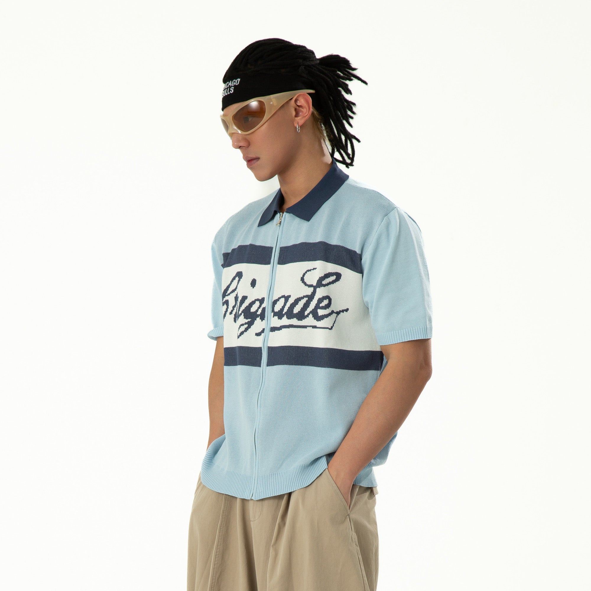 CLP Contrast Collar Zip-Up Knit T Shirt, premium urban and streetwear designers apparel on PROJECTISR.com, CLP