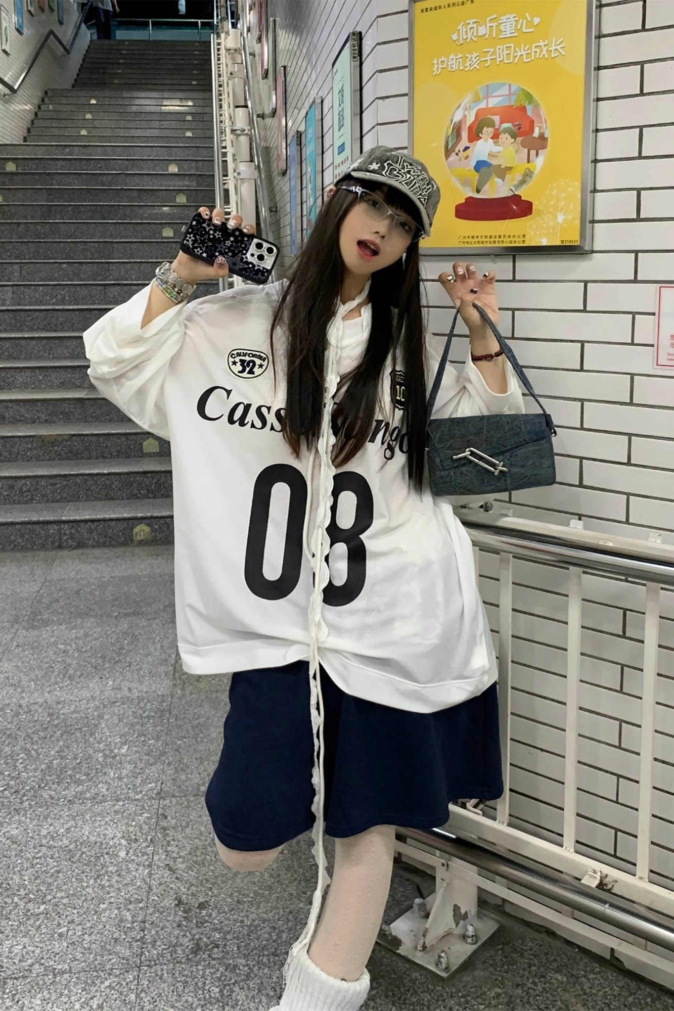 TWINBUTA Washed Embroidered LOGO Denim Cap