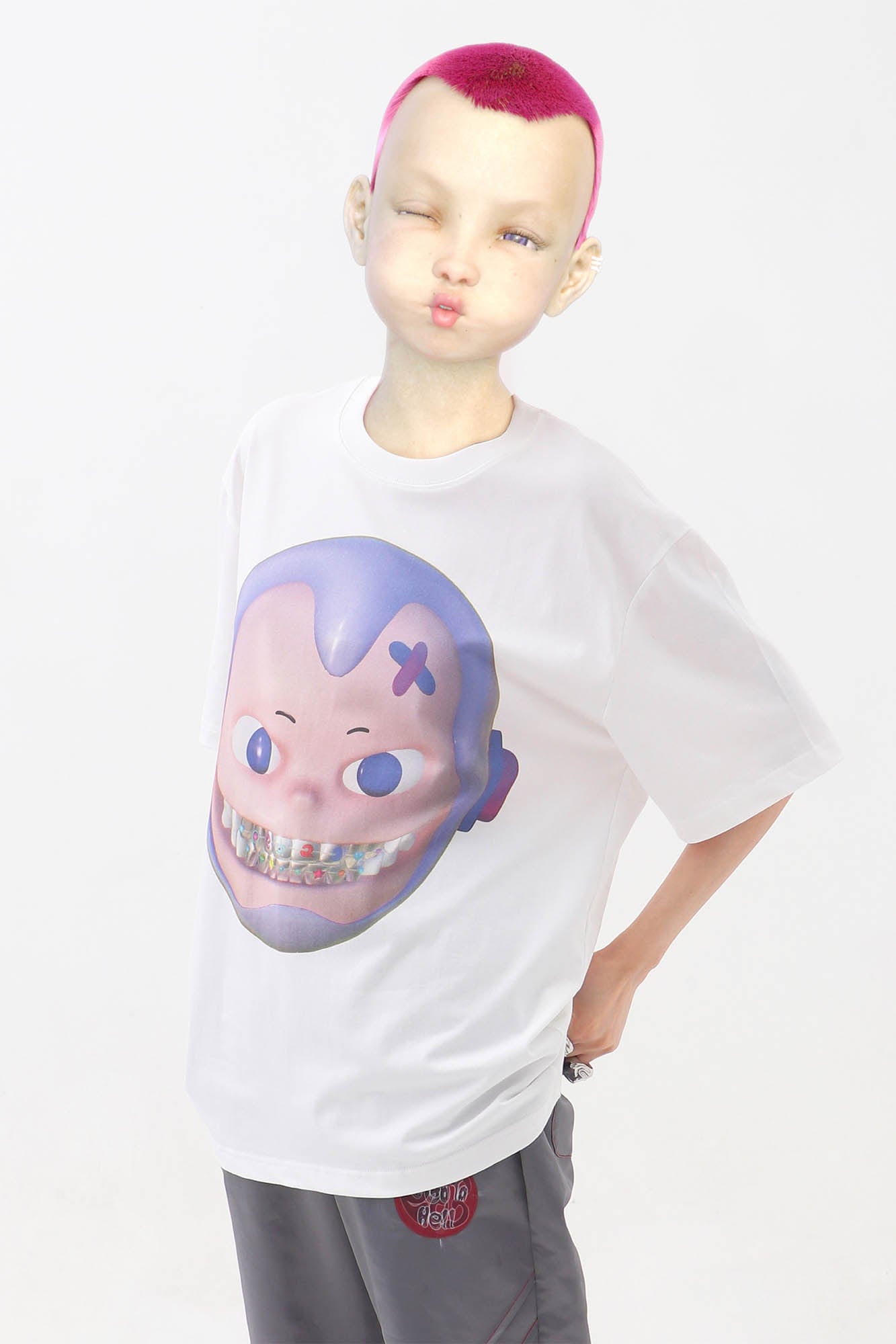 EMBRYO The Face Graphic T-Shirt White, premium urban and streetwear designers apparel on PROJECTISR.com, EMBRYO