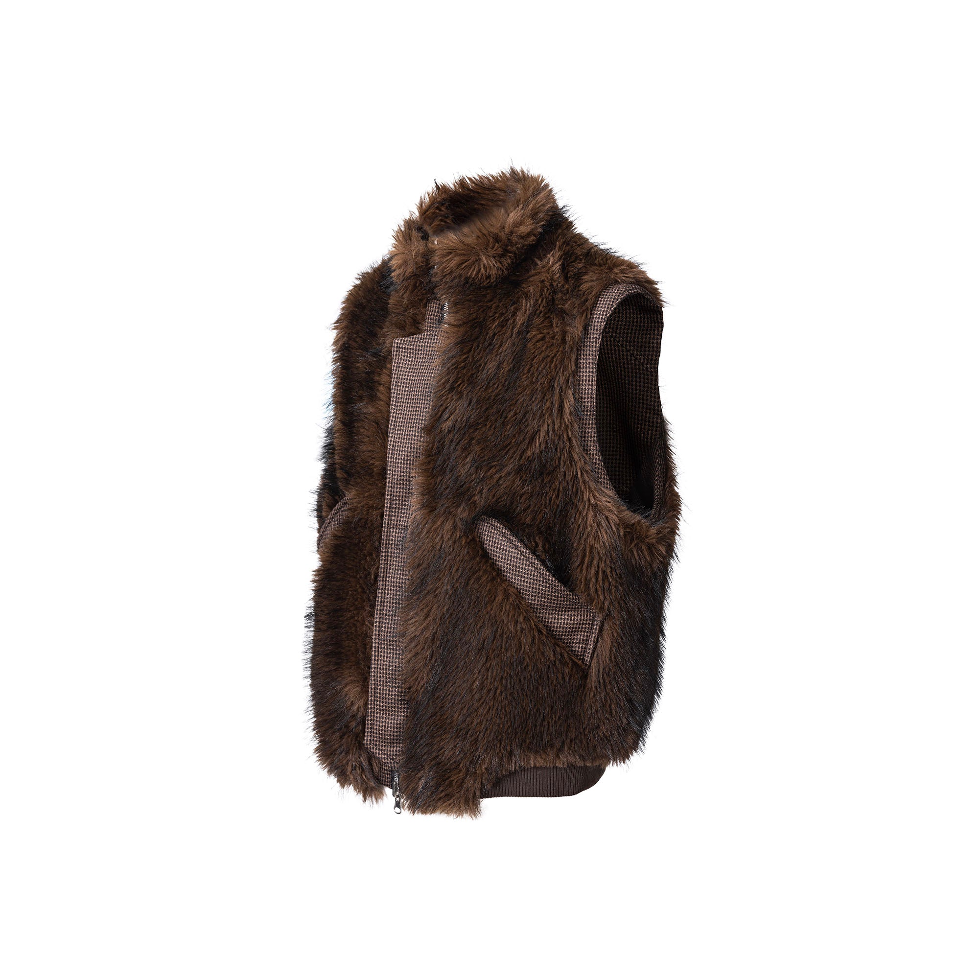 CATSSTAC Reversible Plaid Faux Fur Vest, premium urban and streetwear designers apparel on PROJECTISR.com, PROJECTISR US