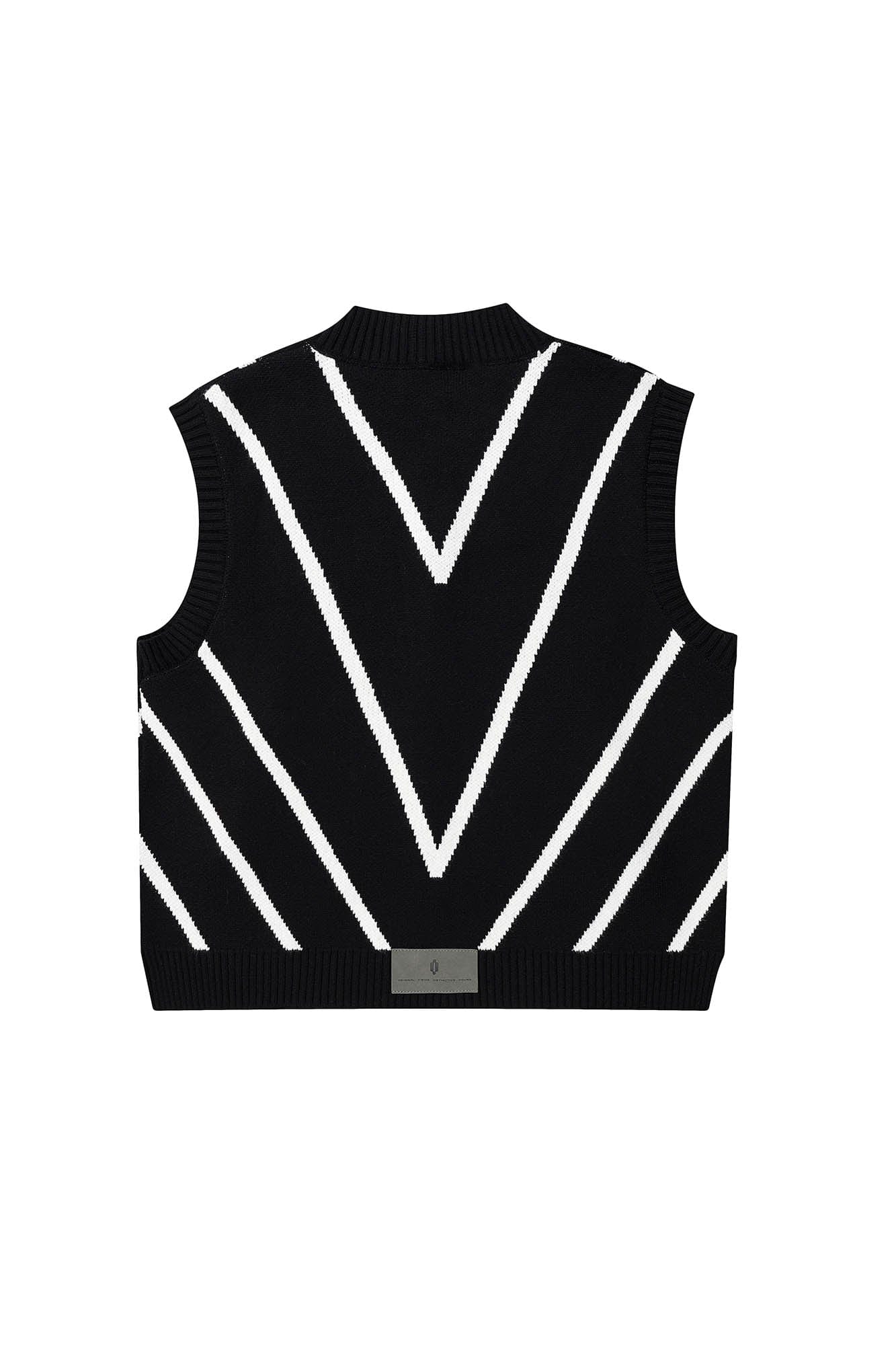 OVDY Chevron Stripe Zip-Up Knit Vest