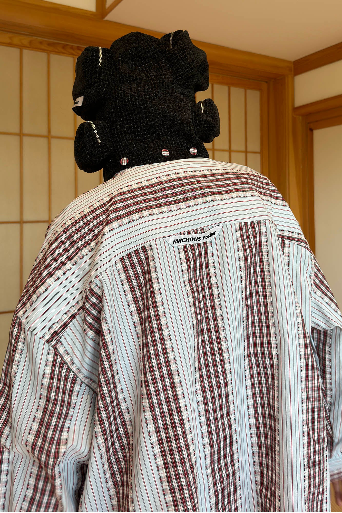 MIICHOUS Time Travel Company Headphone Hood Striped Shirt