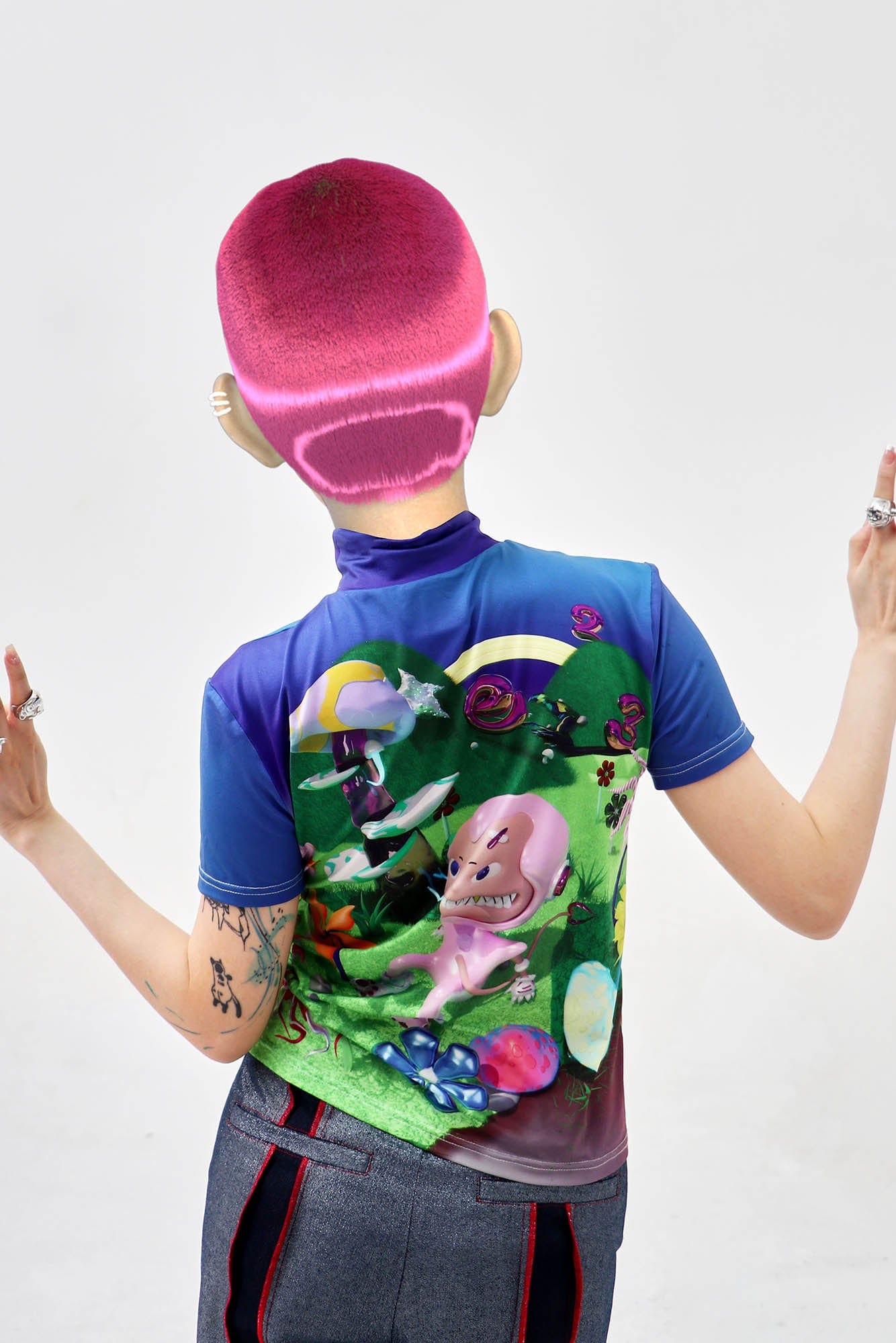 EMBRYO Fantasy Full-Print Mock Neck T-Shirt, premium urban and streetwear designers apparel on PROJECTISR.com, EMBRYO