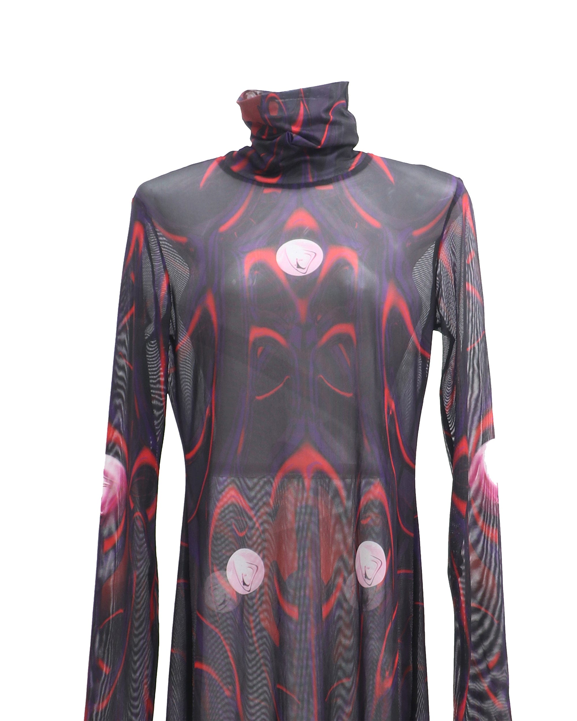 mesh one piece dress EMBRYO Abstract Mesh Logo Full-print One Piece Dress