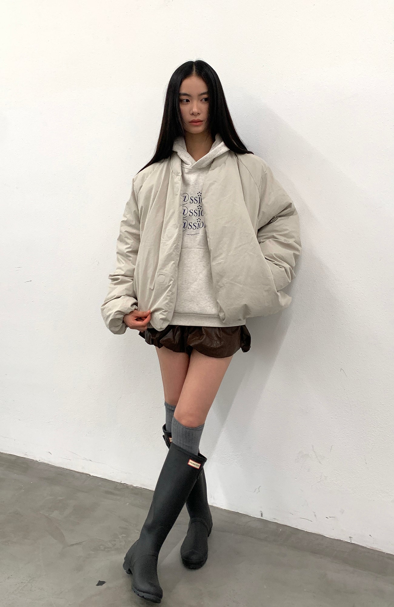 ROARINGWILD A ARCH Minimal Hidden Snap Puffer Jacket