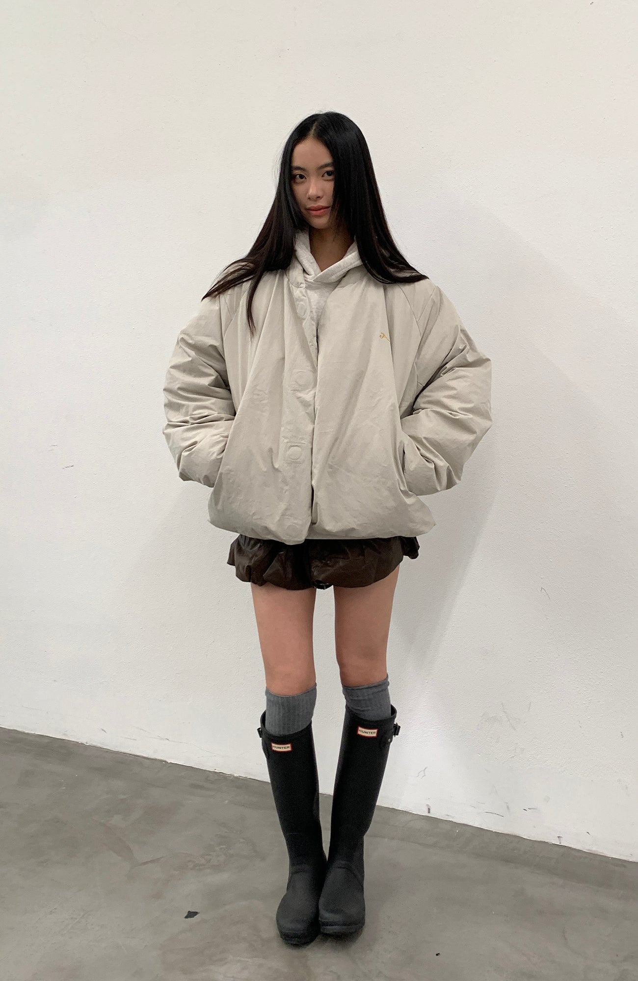 ROARINGWILD A ARCH Minimal Hidden Snap Puffer Jacket