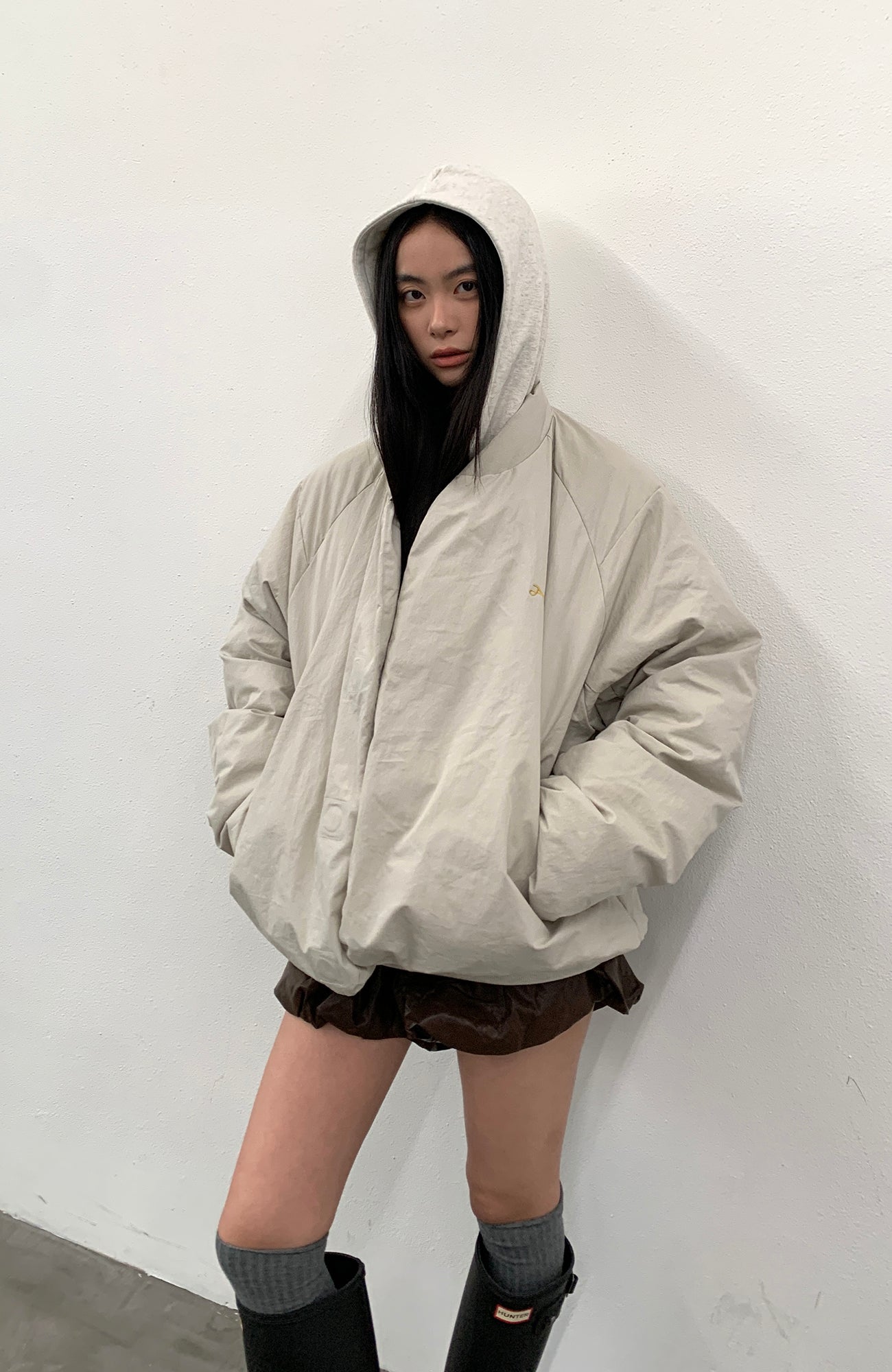 ROARINGWILD A ARCH Minimal Hidden Snap Puffer Jacket