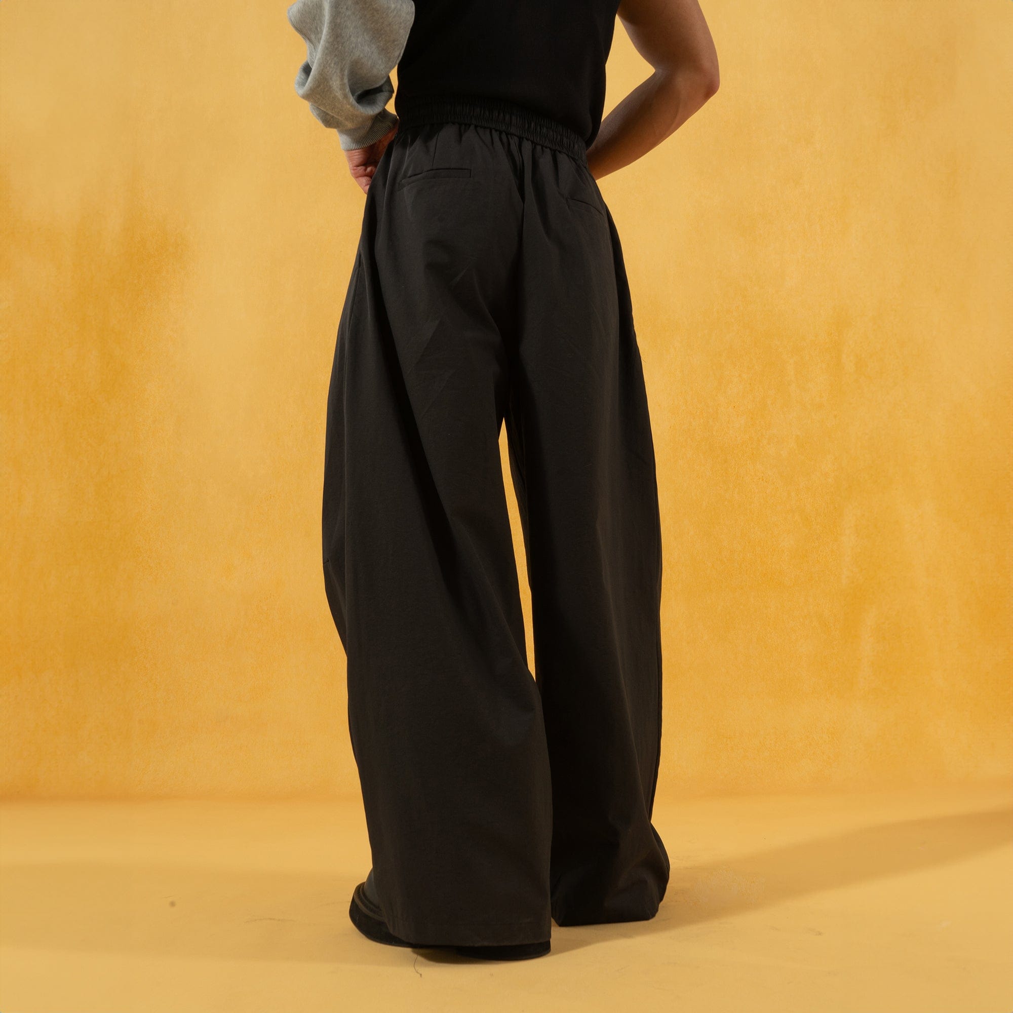 CLP Spliced Pleated Drawstring Wide-Leg Pants