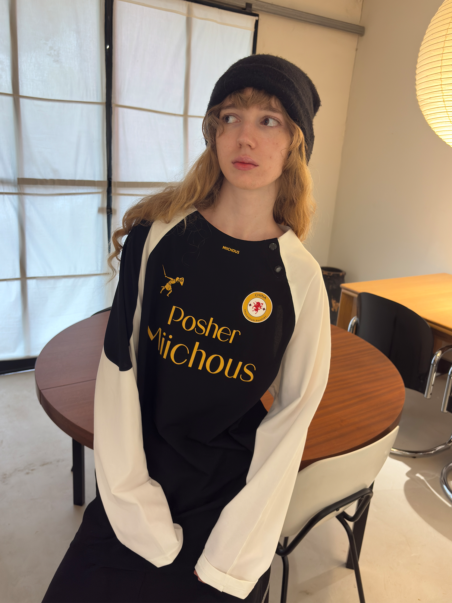 MIICHOUS Snap Contrast Quick-Dry Long-Sleeve Tee