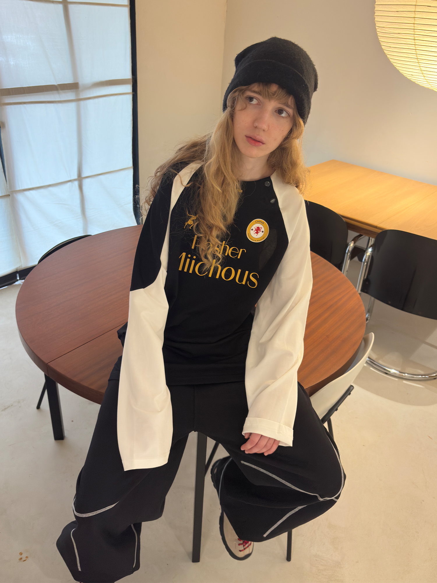 MIICHOUS Snap Contrast Quick-Dry Long-Sleeve Tee