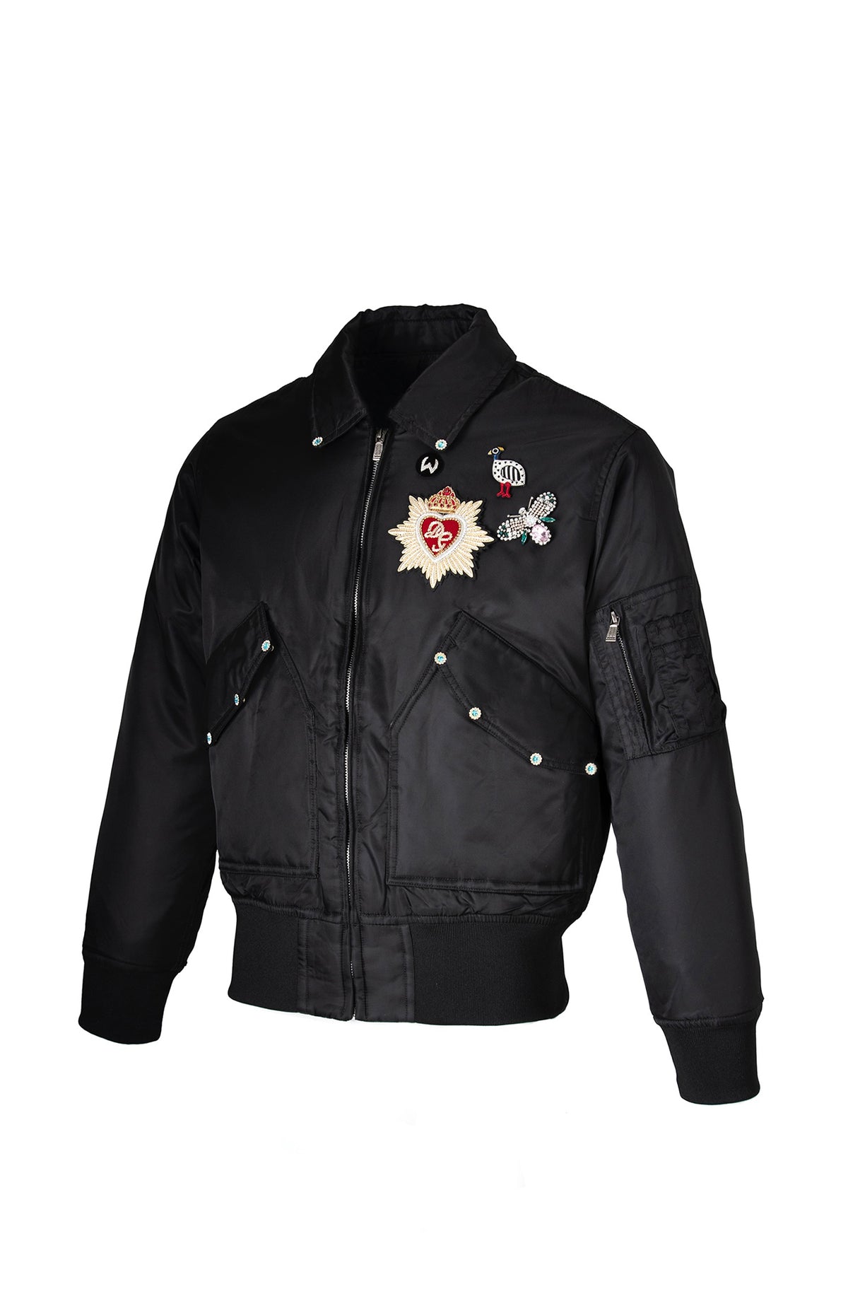 ZWDH Crown Rhinestone Embroidered Puffer Jacket