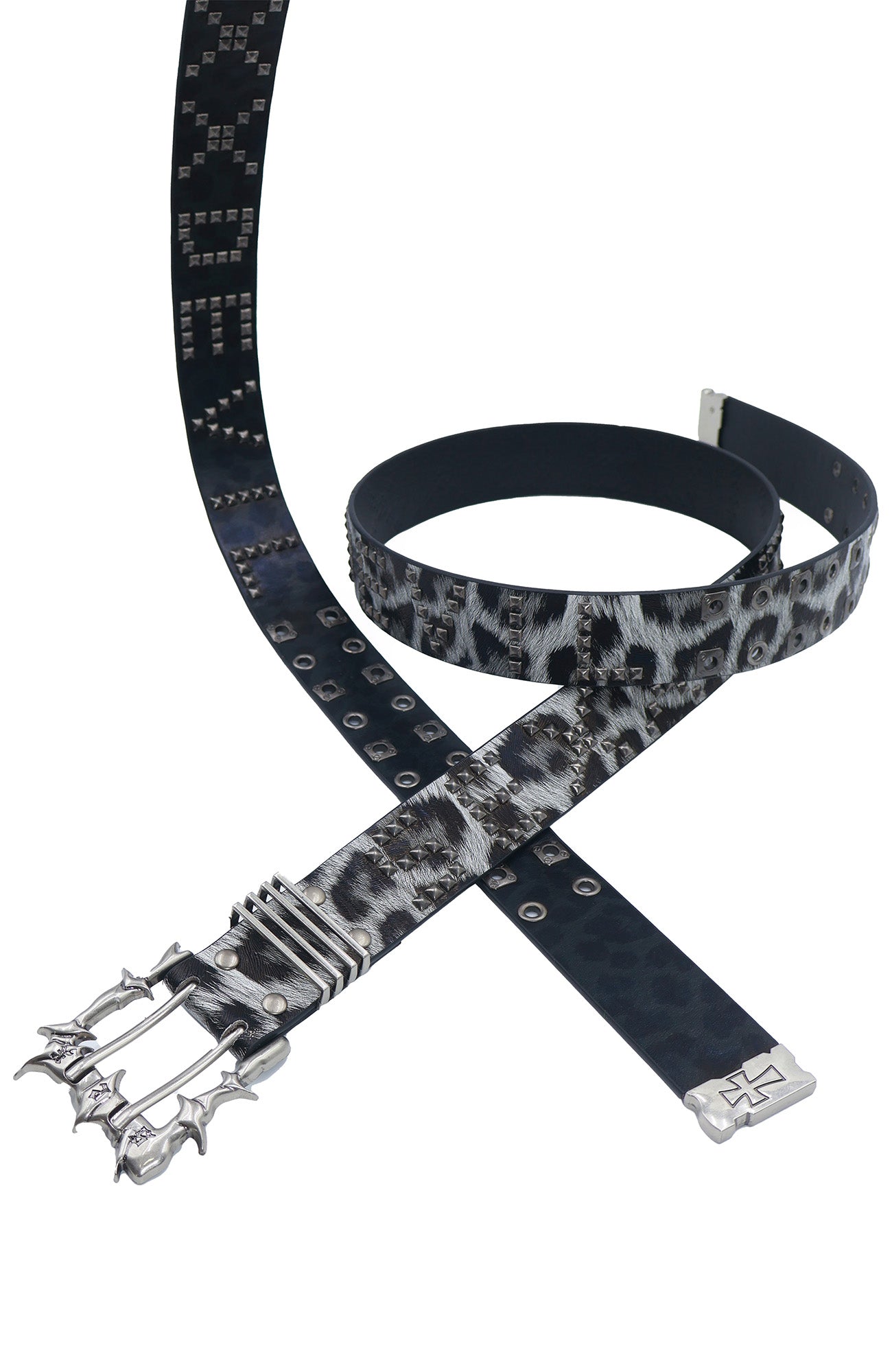 SEXXDEVIL Leopard Print Studded Punk Buckle Belt