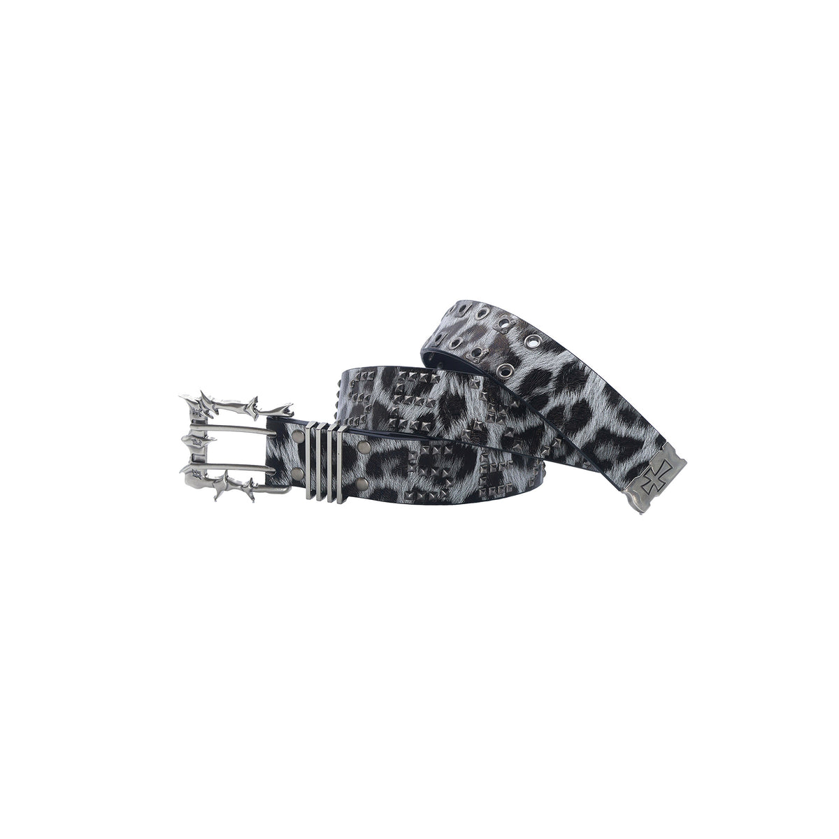 SEXXDEVIL Leopard Print Studded Punk Buckle Belt
