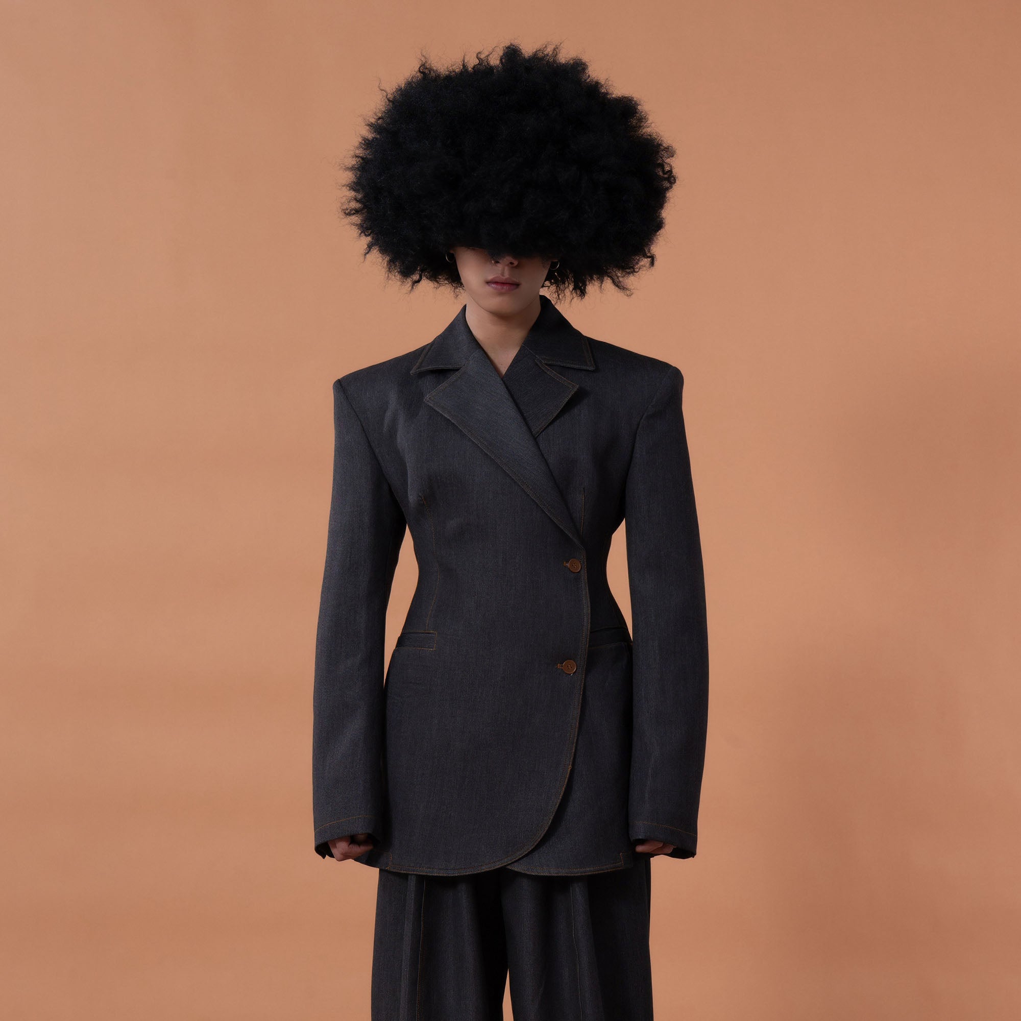 CLP Retro Padded Shoulder Raw Denim Blazer, premium urban and streetwear designers apparel on PROJECTISR.com, CLP