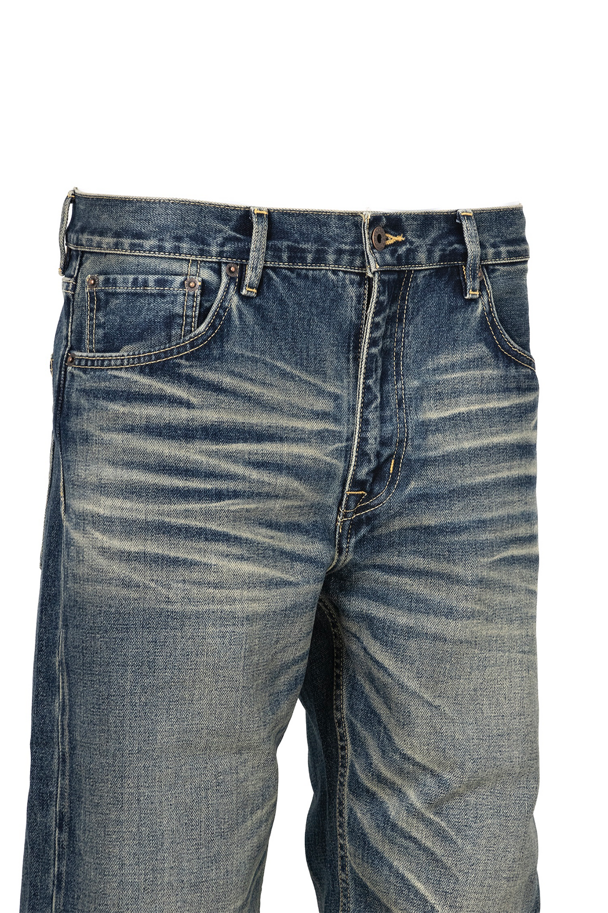 ZWDH Washed Crinkled Distressed Straight-Leg Jeans