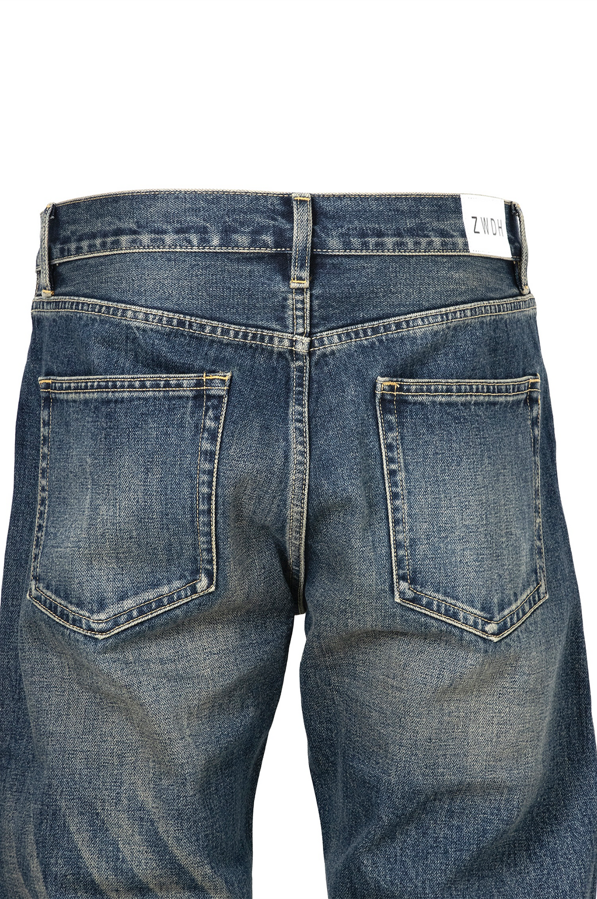 ZWDH Washed Crinkled Distressed Straight-Leg Jeans