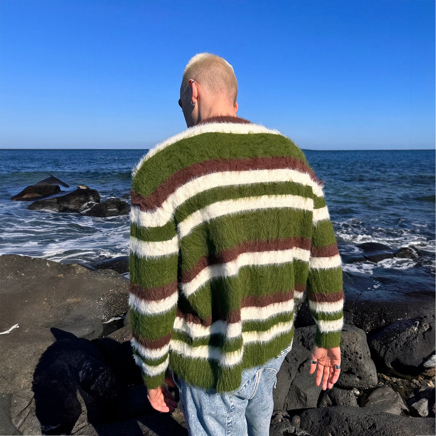 SOURPLUM Matcha Cake Stripe Mohair Sweater, premium urban and streetwear designers apparel on PROJECTISR.com, SOURPLUM