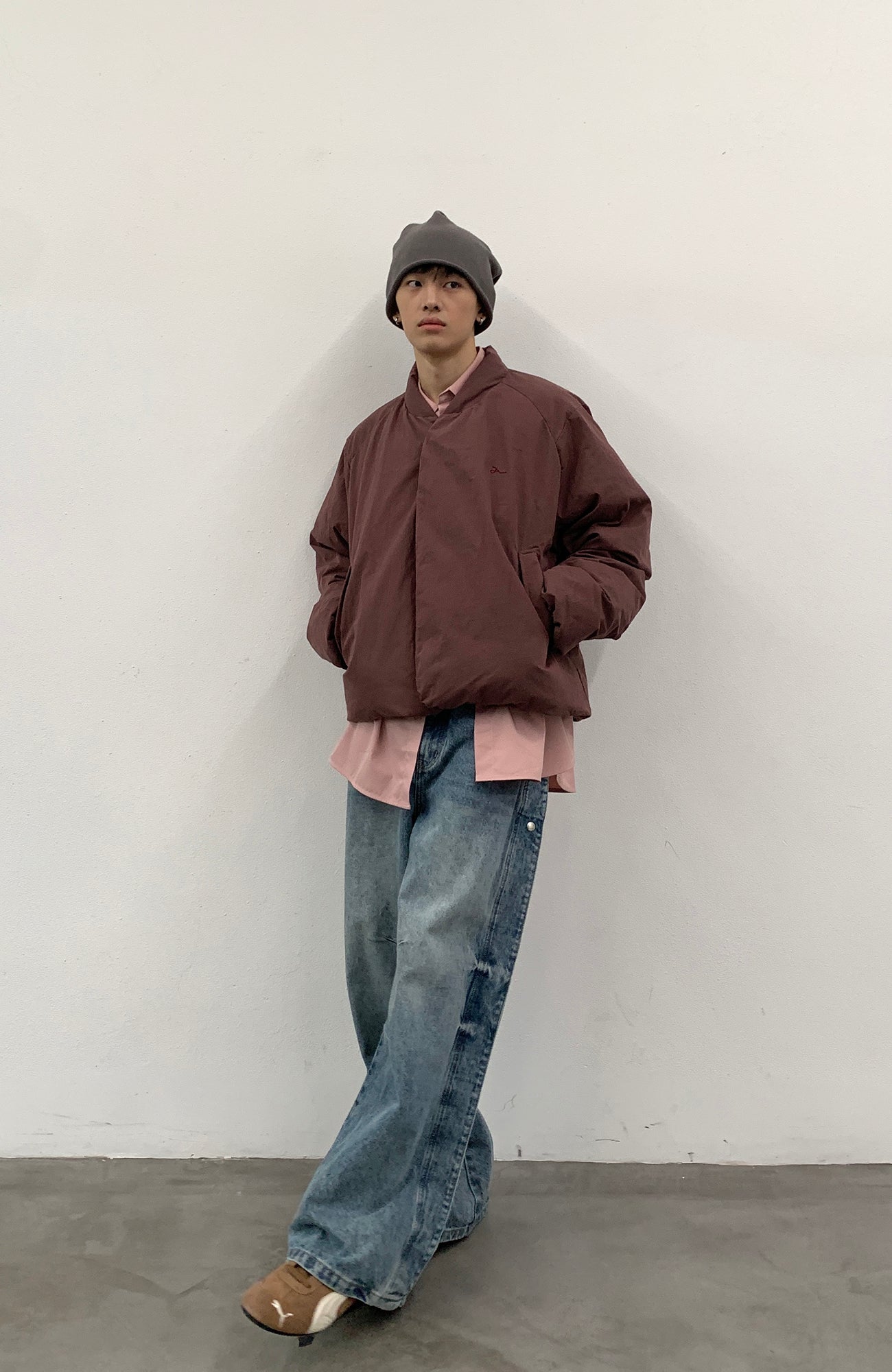 ROARINGWILD A ARCH Minimal Hidden Snap Puffer Jacket