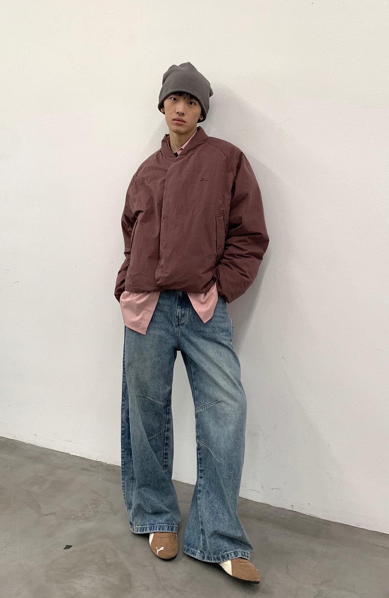 ROARINGWILD A ARCH Minimal Hidden Snap Puffer Jacket