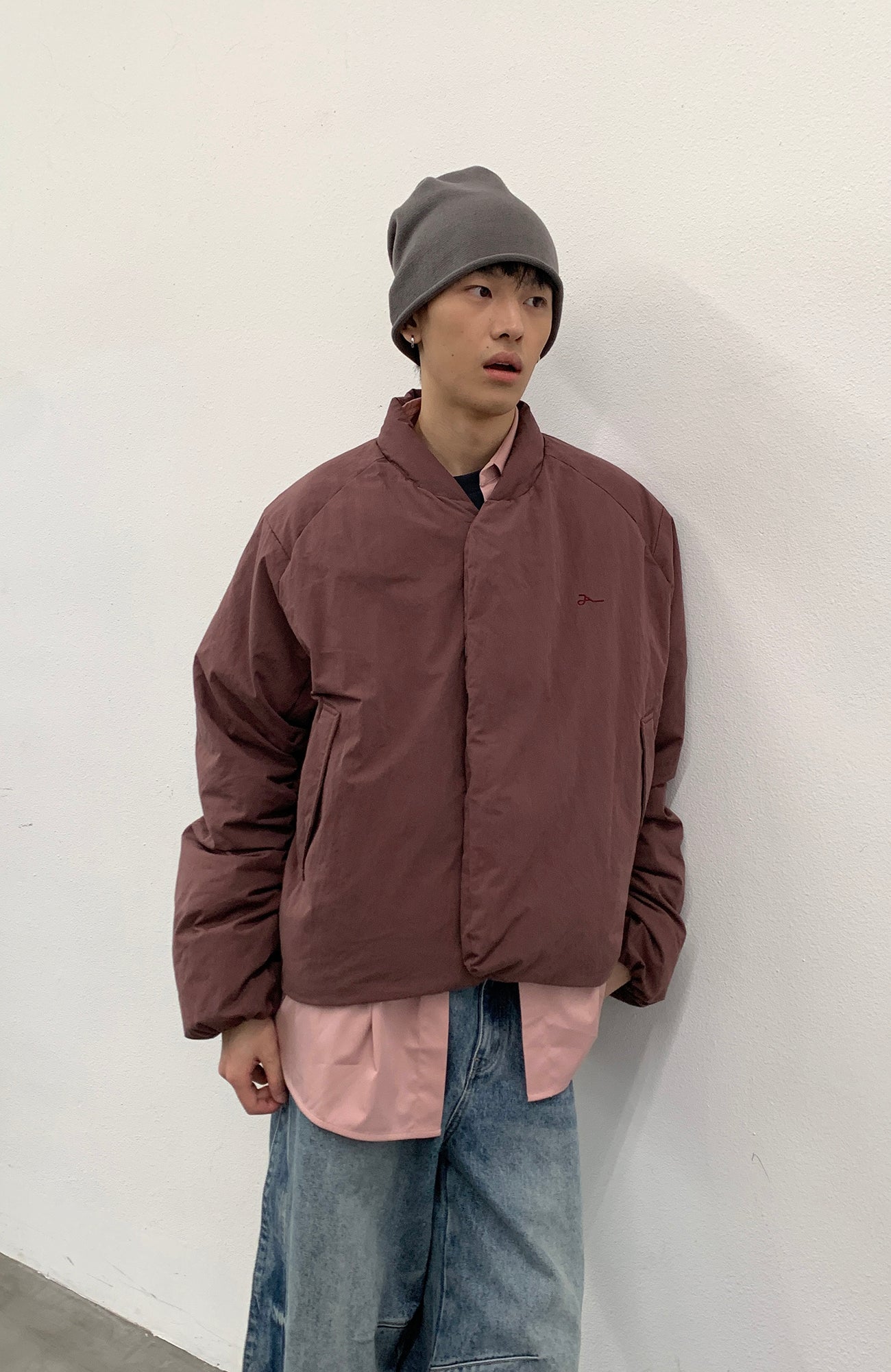 ROARINGWILD A ARCH Minimal Hidden Snap Puffer Jacket