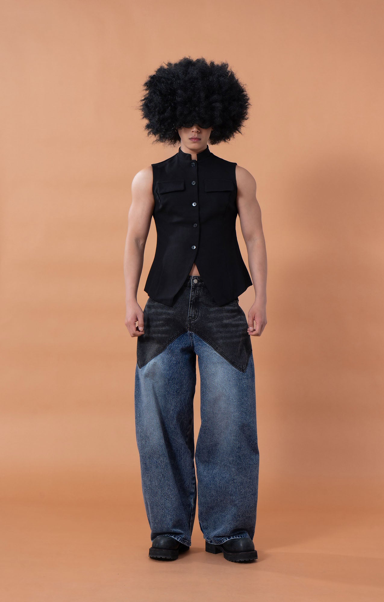 CLP Mandarin-Collar Curved-Placket Button Vest, premium urban and streetwear designers apparel on PROJECTISR.com, CLP