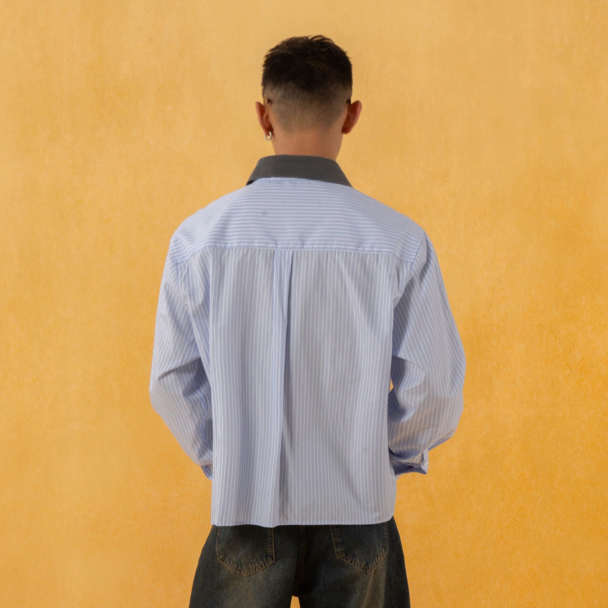 CLP Contrast Collar Striped Shirt, L CLP Contrast Collar Striped Shirt, L