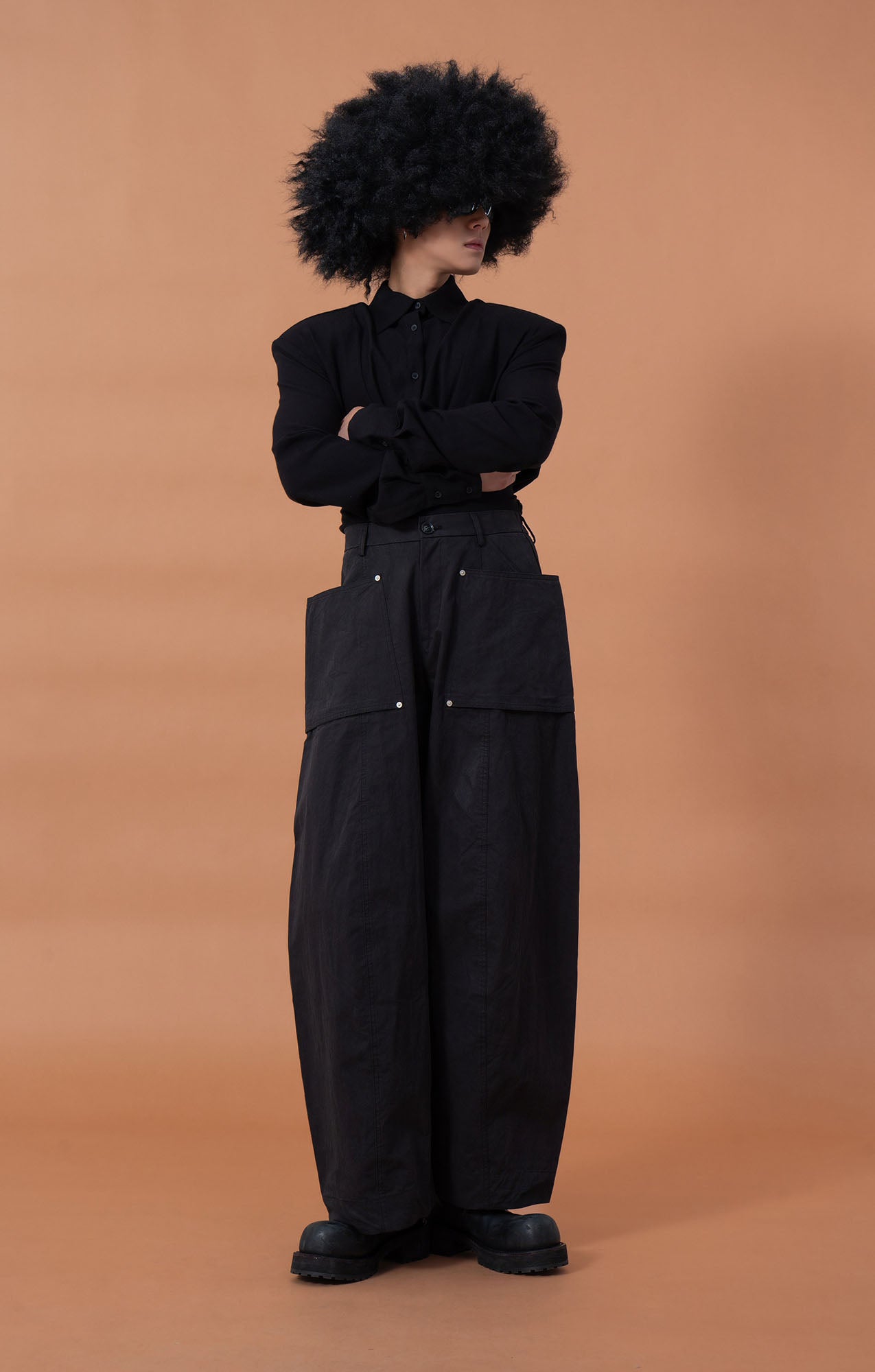 CLP Padded-Shoulder Tie-Waist Shirt, premium urban and streetwear designers apparel on PROJECTISR.com, CLP