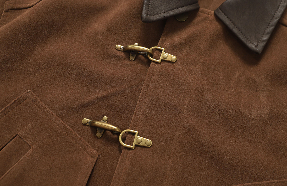 BOTANICA Retro Spliced Faux Leather Aviator Jacket