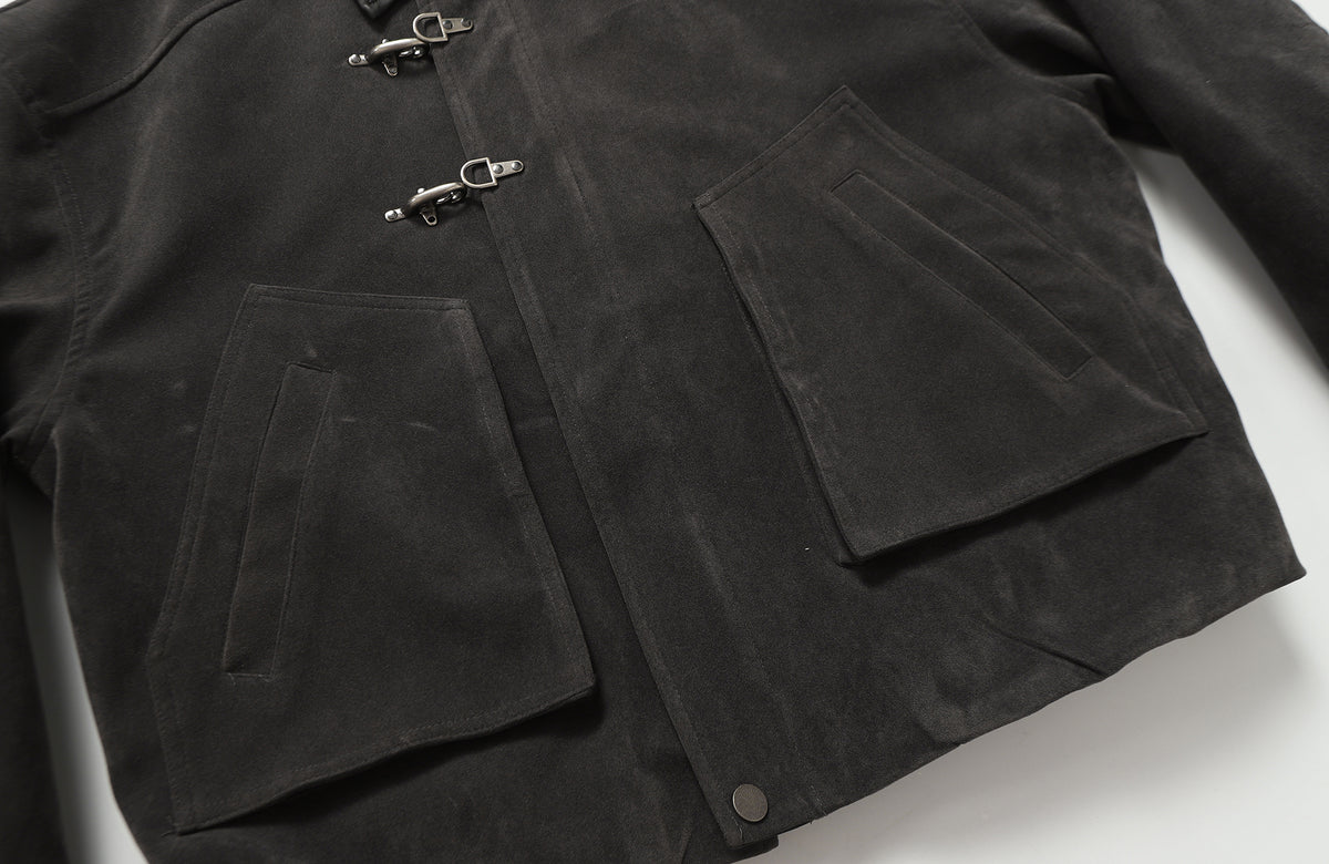 BOTANICA Retro Spliced Faux Leather Aviator Jacket