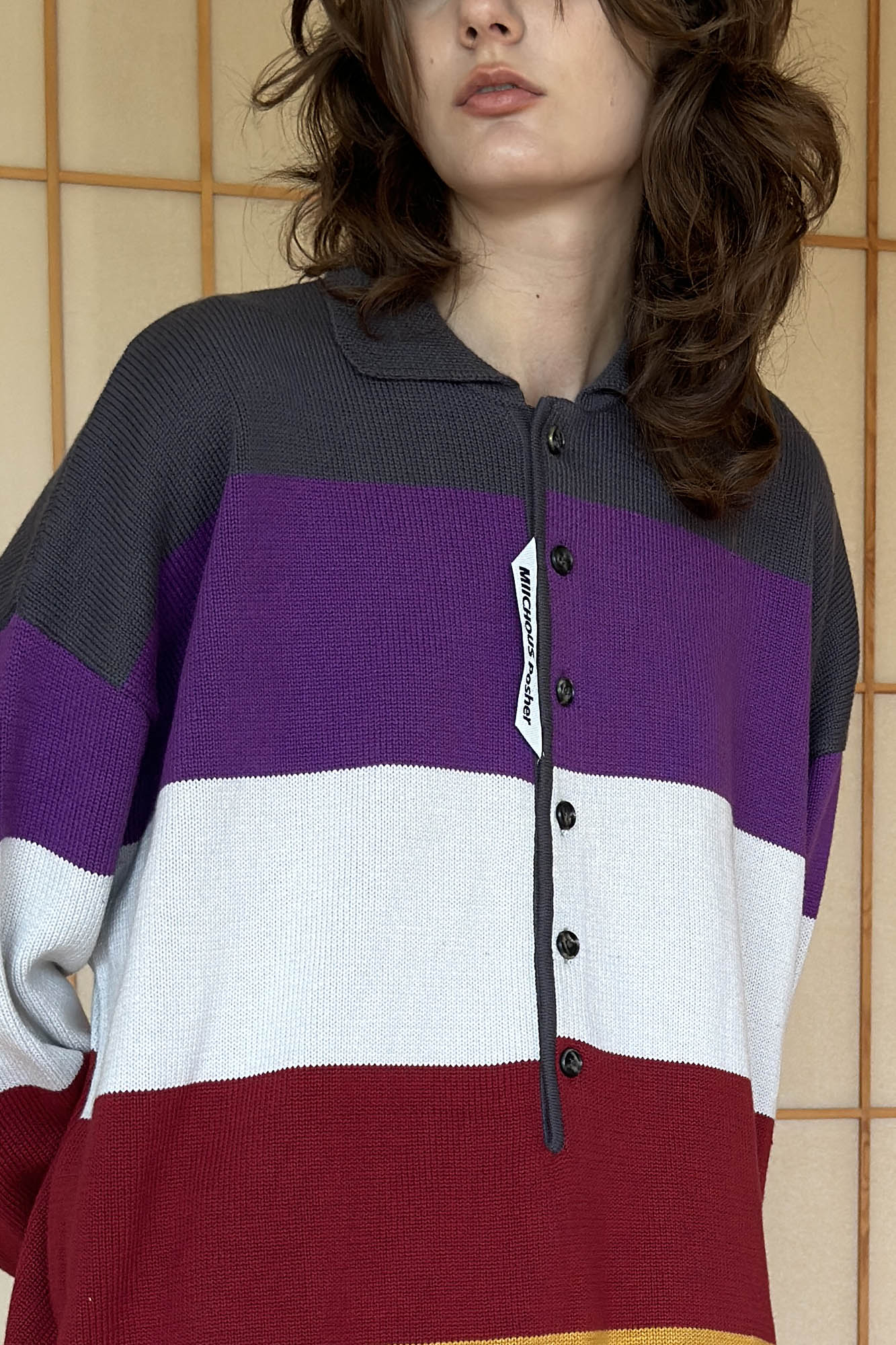 MIICHOUS Nature Magazine Wide-Stripe Polo Sweater