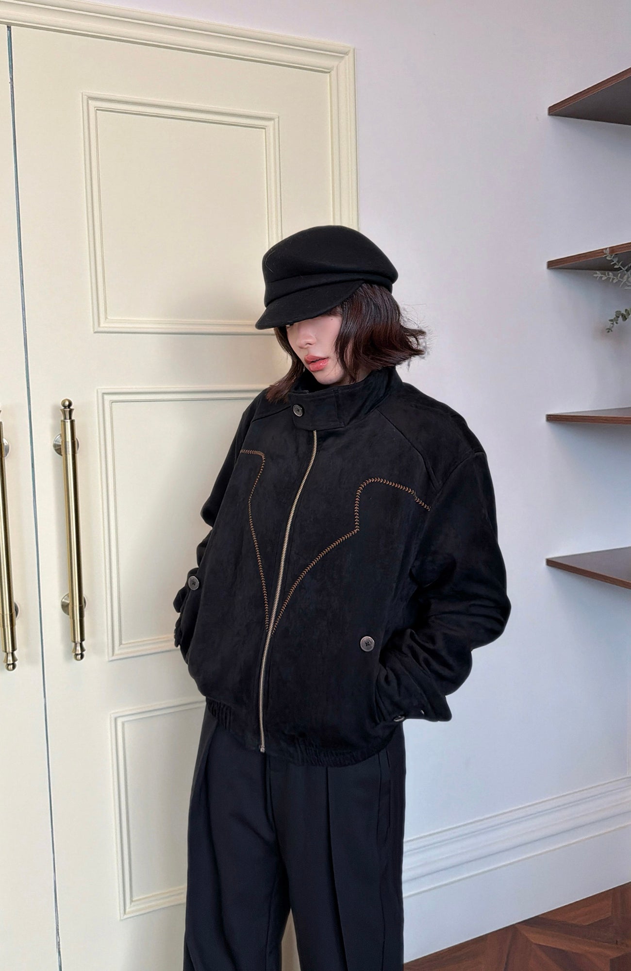 OKAYTHXBYE Wool-Padded Faux Suede Jacket