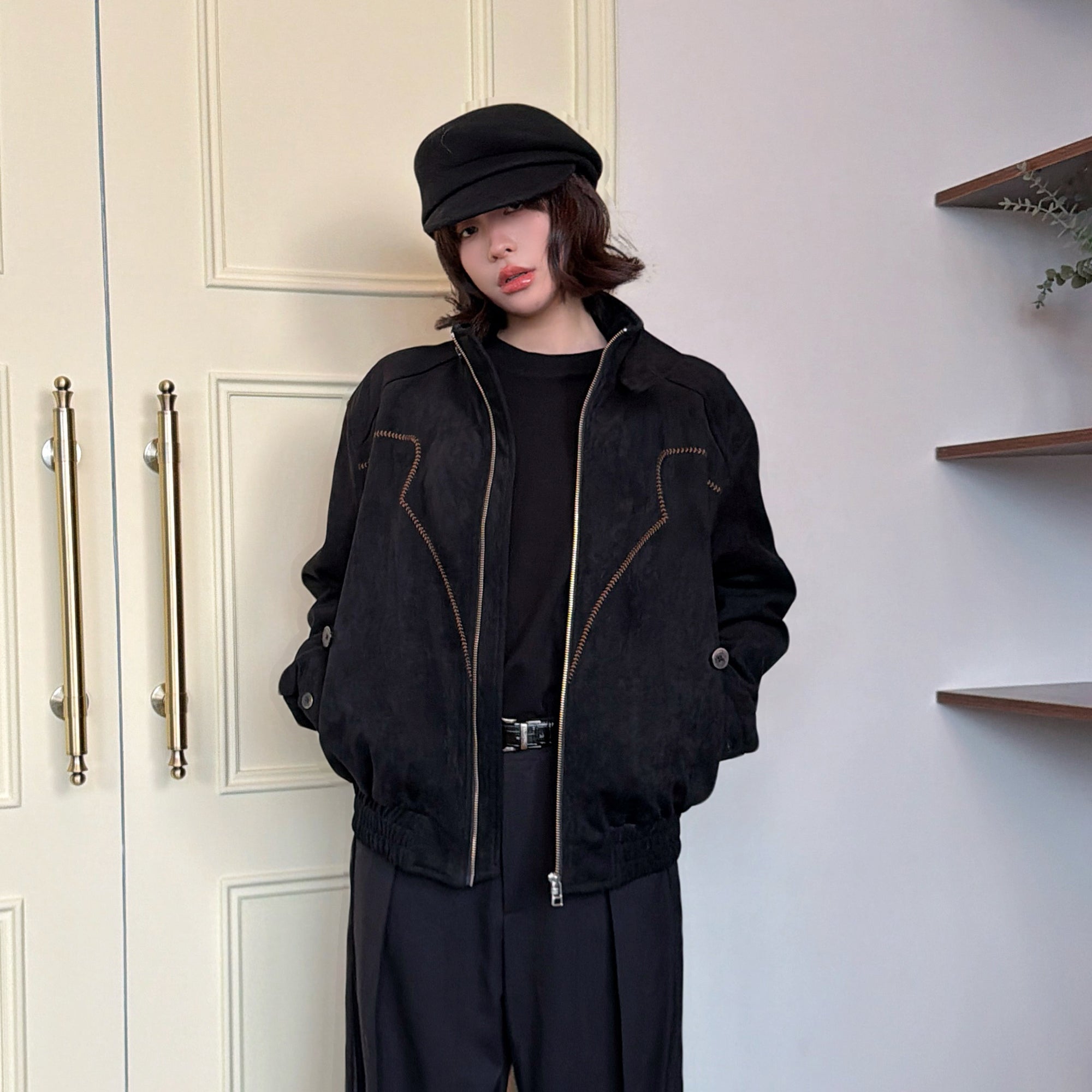 OKAYTHXBYE Wool-Padded Faux Suede Jacket