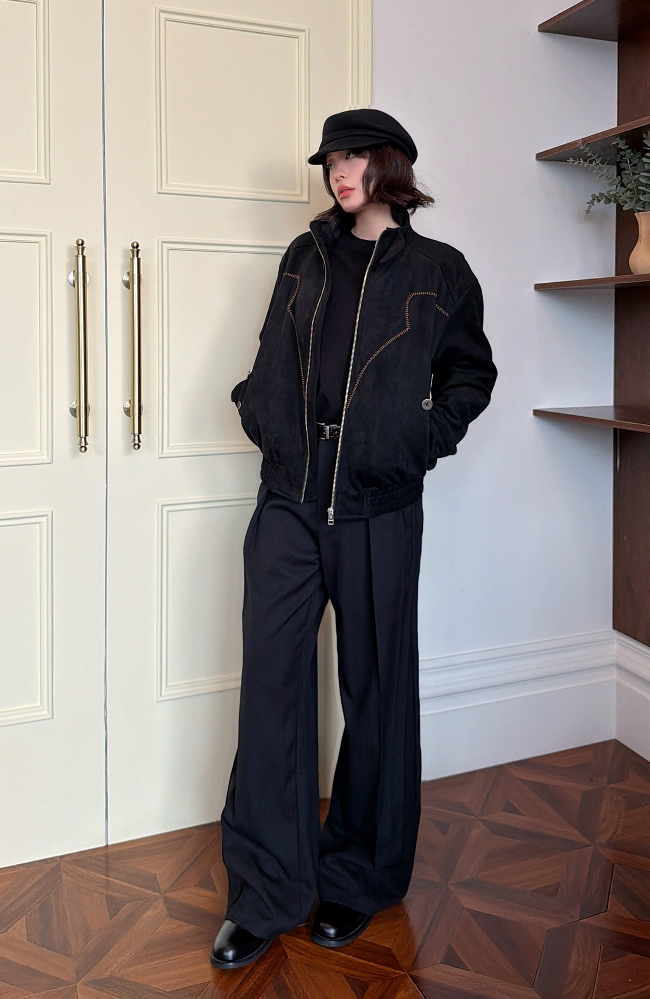 OKAYTHXBYE Wool-Padded Faux Suede Jacket