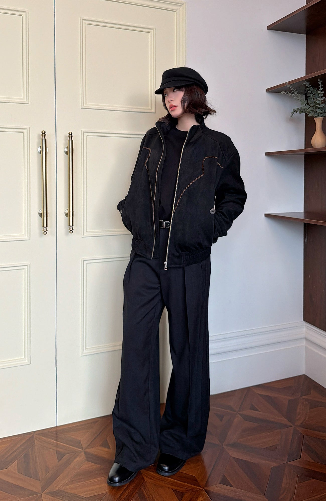 OKAYTHXBYE Essential Pleated Wide-Leg Trousers