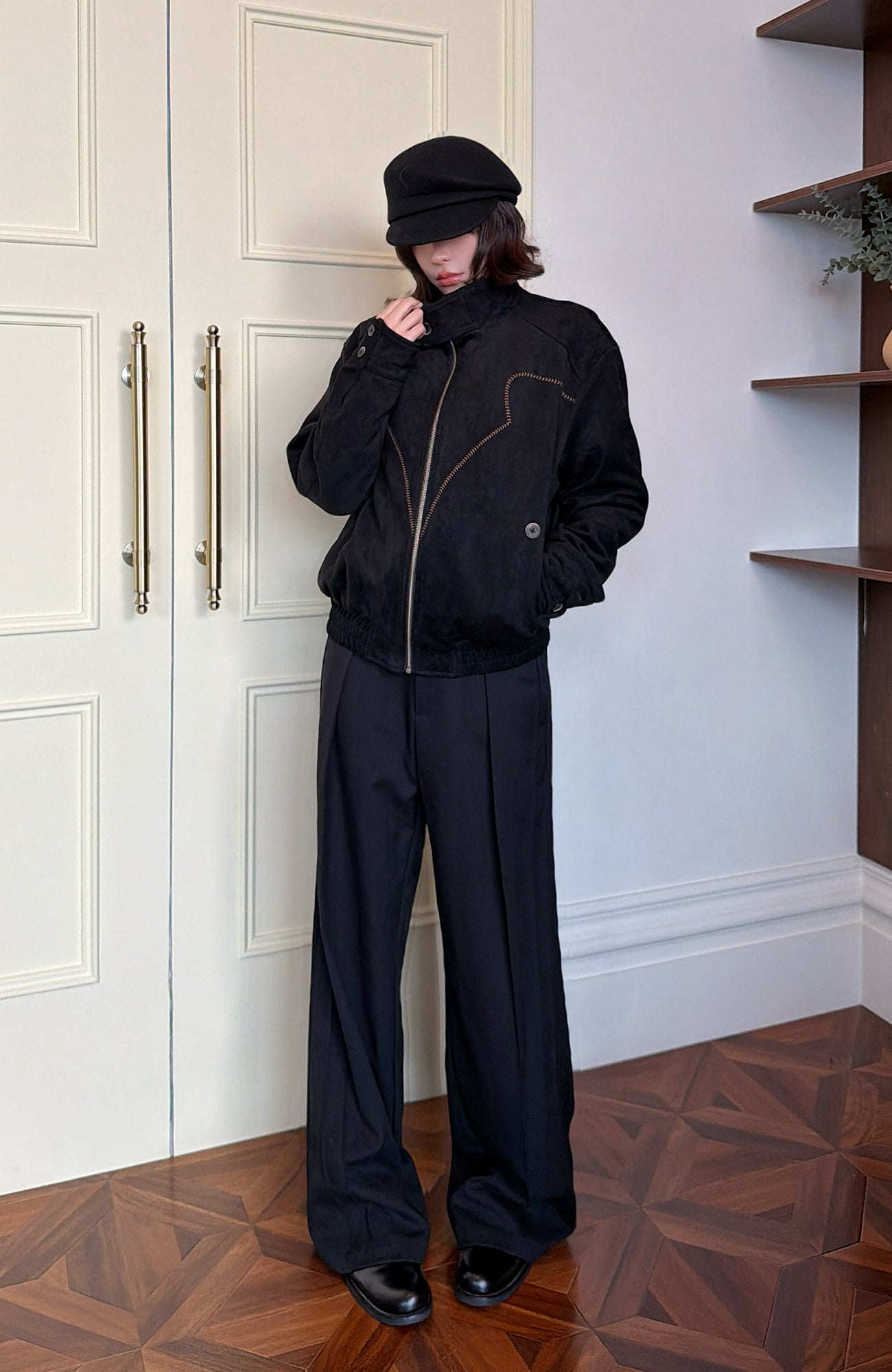 OKAYTHXBYE Wool-Padded Faux Suede Jacket