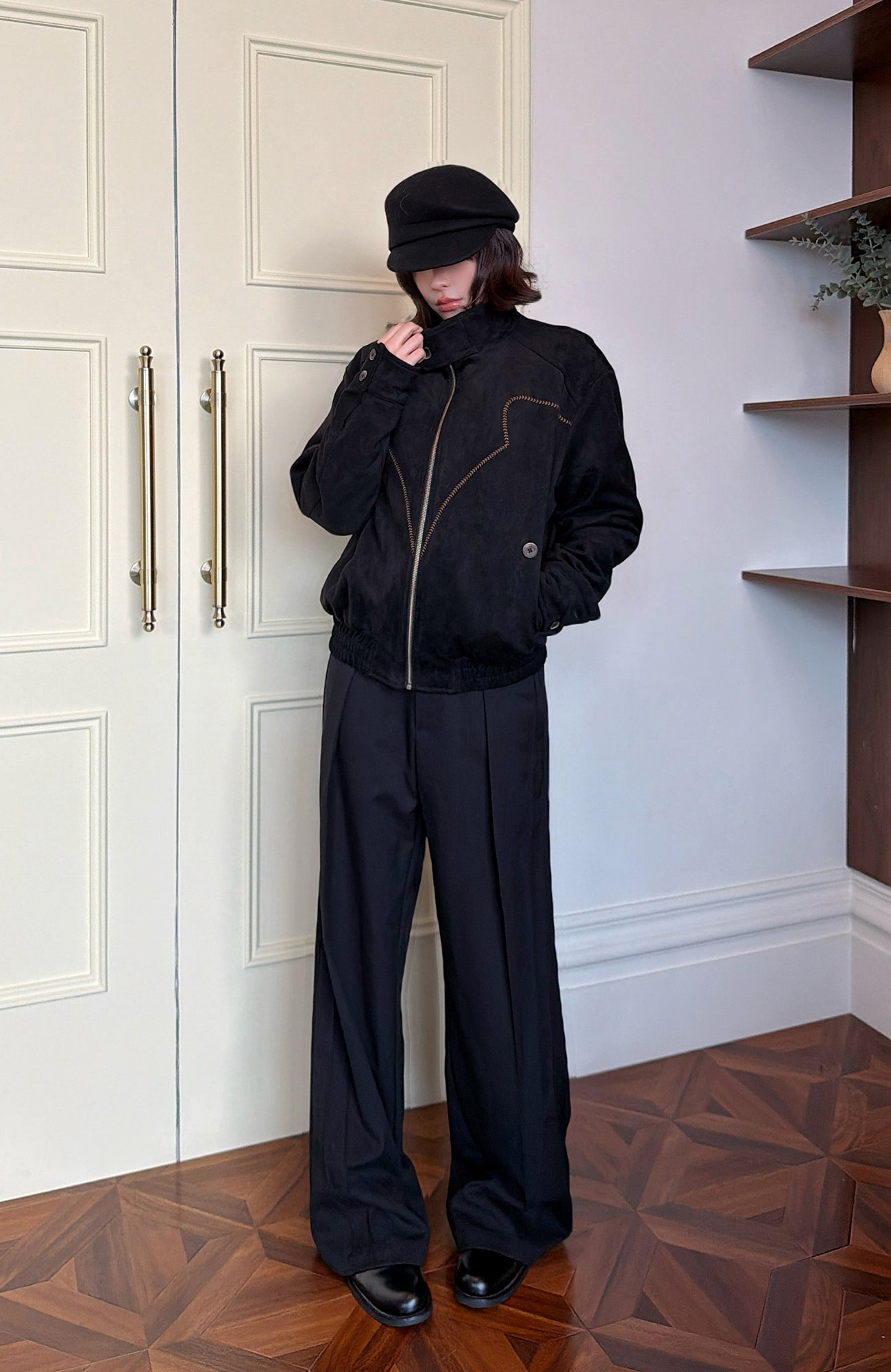 OKAYTHXBYE Essential Pleated Wide-Leg Trousers