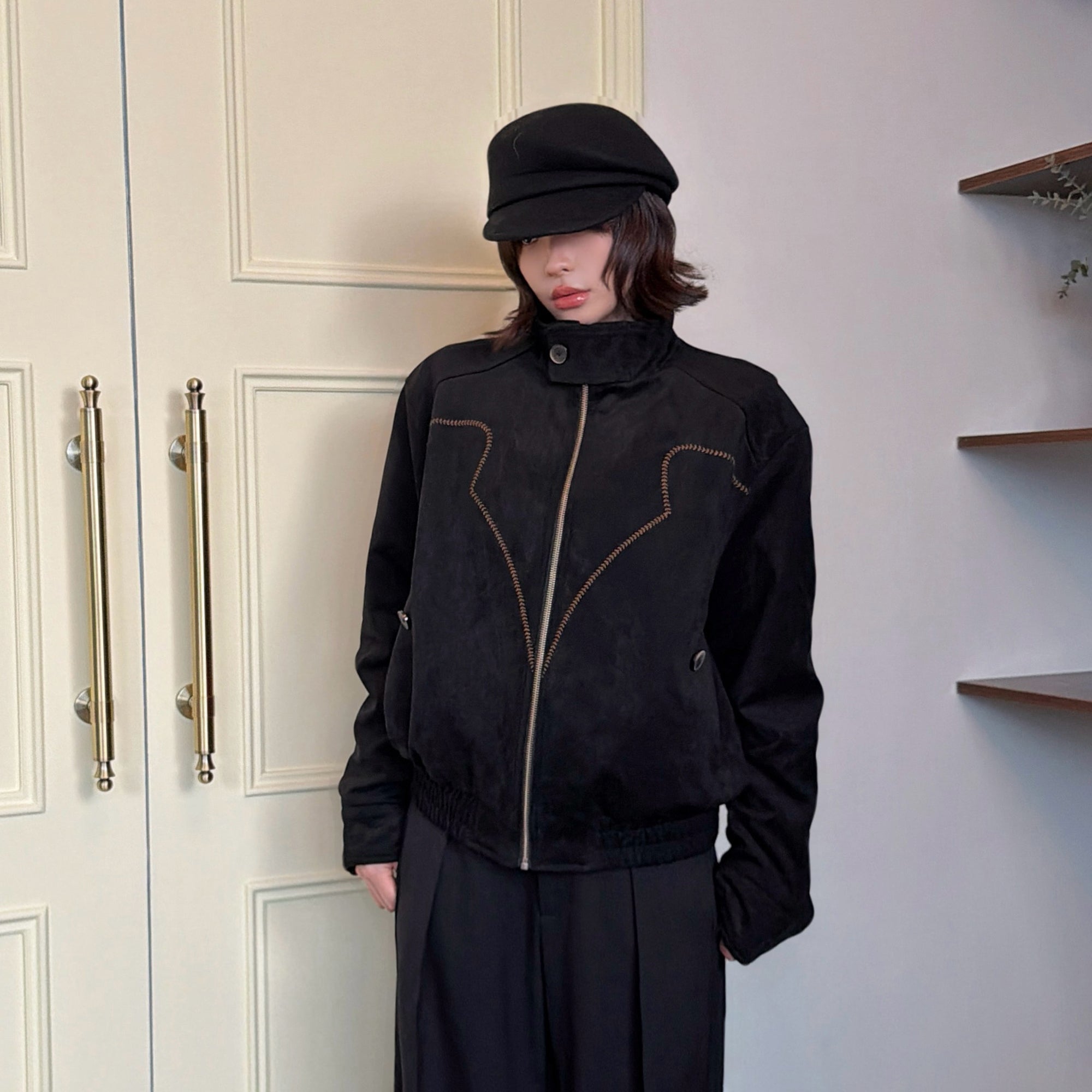 OKAYTHXBYE Wool-Padded Faux Suede Jacket