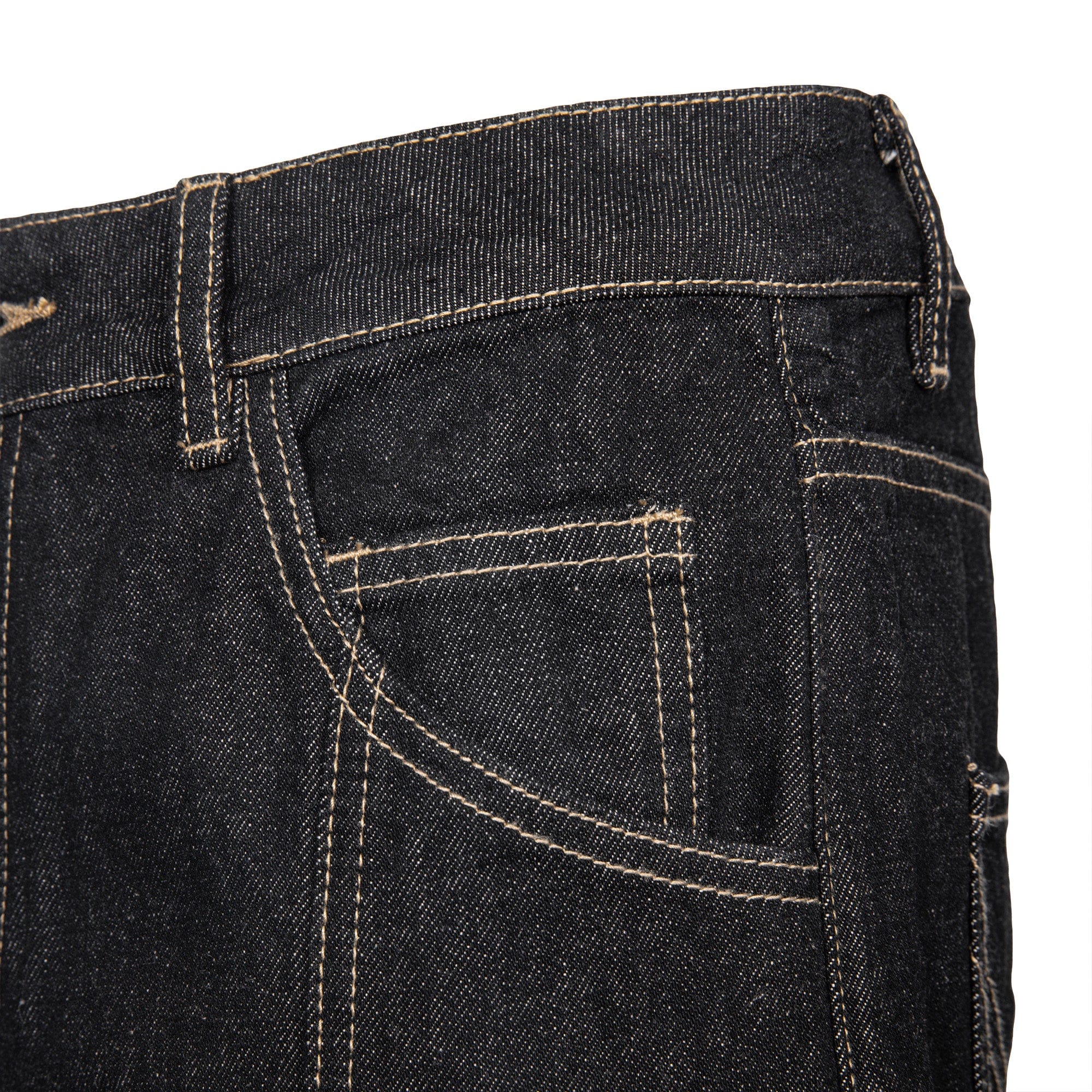 CATSSTAC Contrast Stitch Middle Spliced Raw Denim Jeans, premium urban and streetwear designers apparel on PROJECTISR.com, CATSSTAC