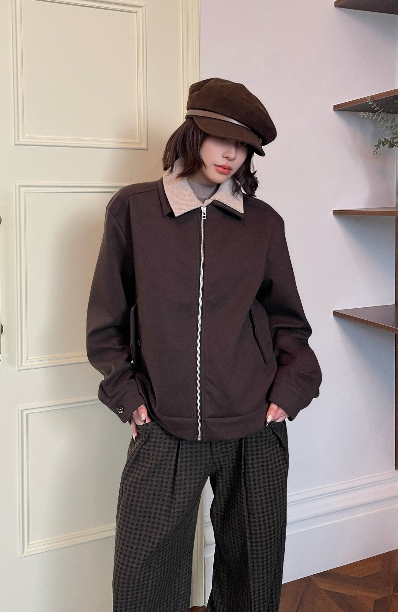 OKAYTHXBYE Faux-Layer Knit-Inset Jacket