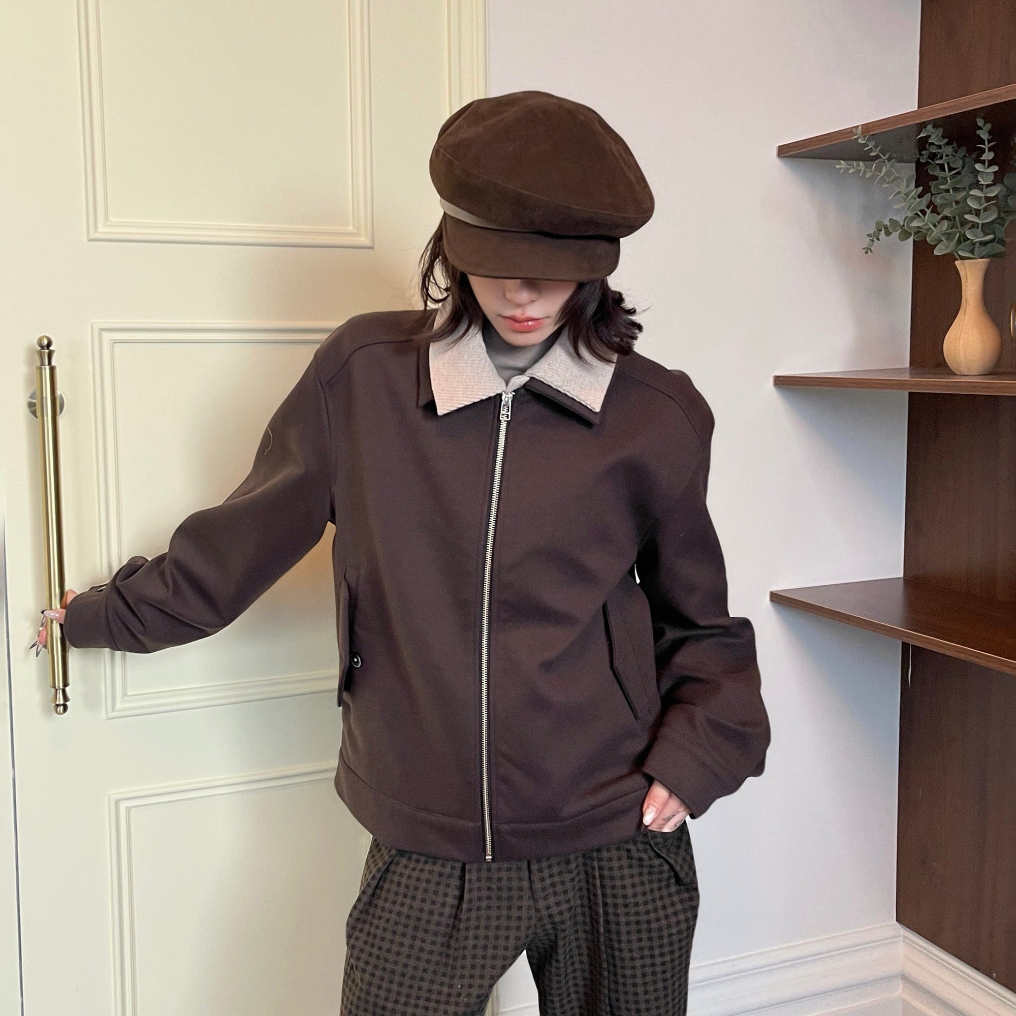 OKAYTHXBYE Faux-Layer Knit-Inset Jacket