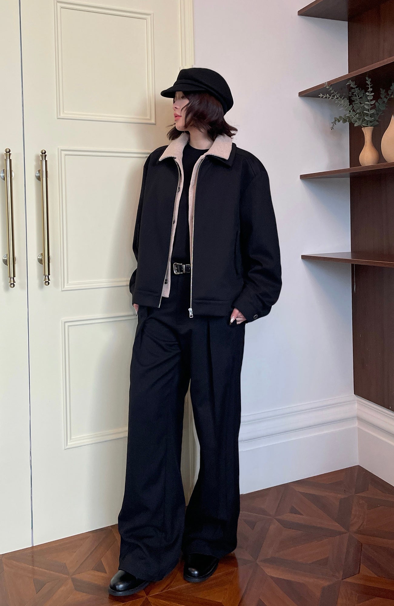 OKAYTHXBYE Essential Pleated Wide-Leg Trousers