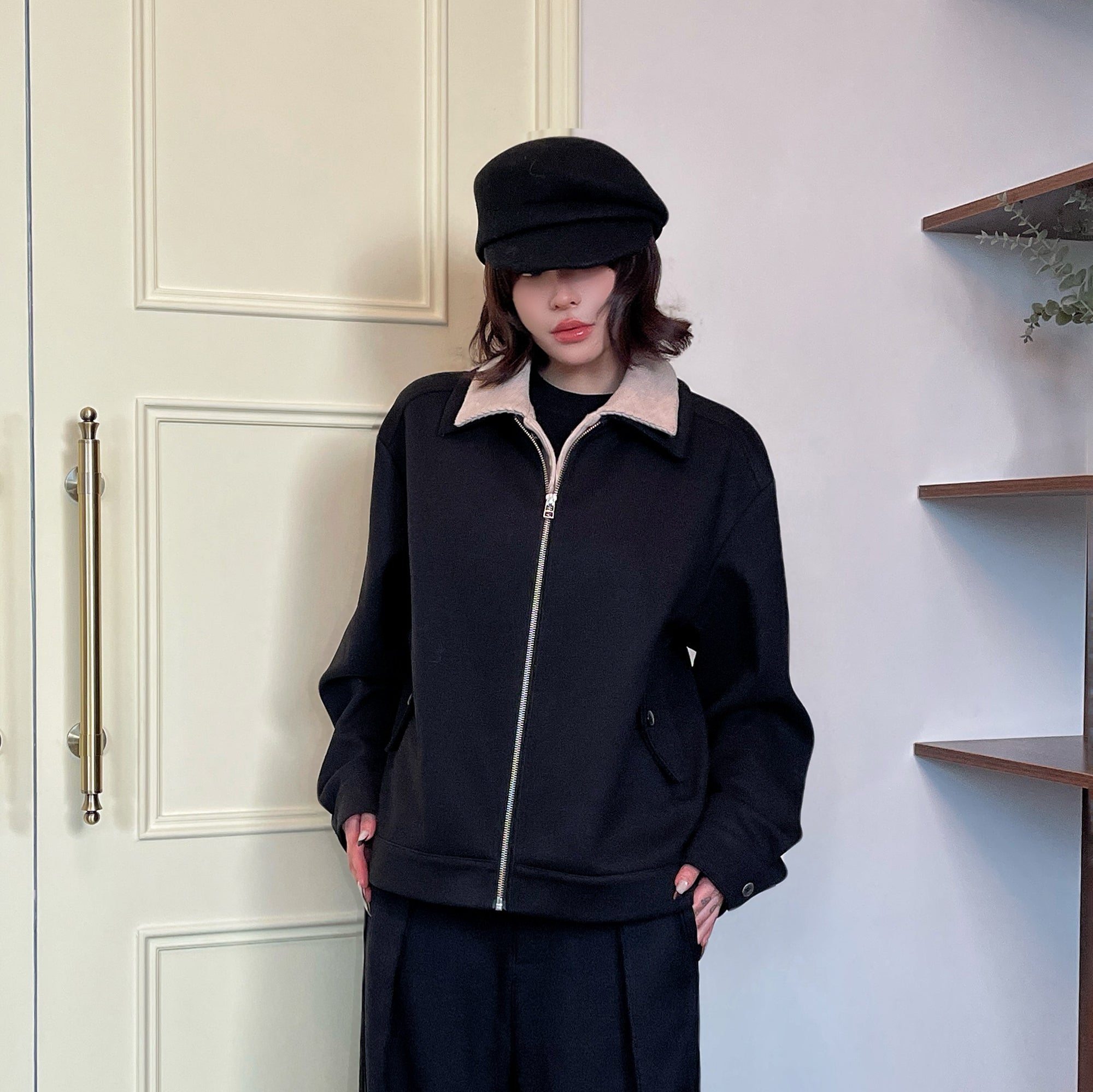 OKAYTHXBYE Faux-Layer Knit-Inset Jacket